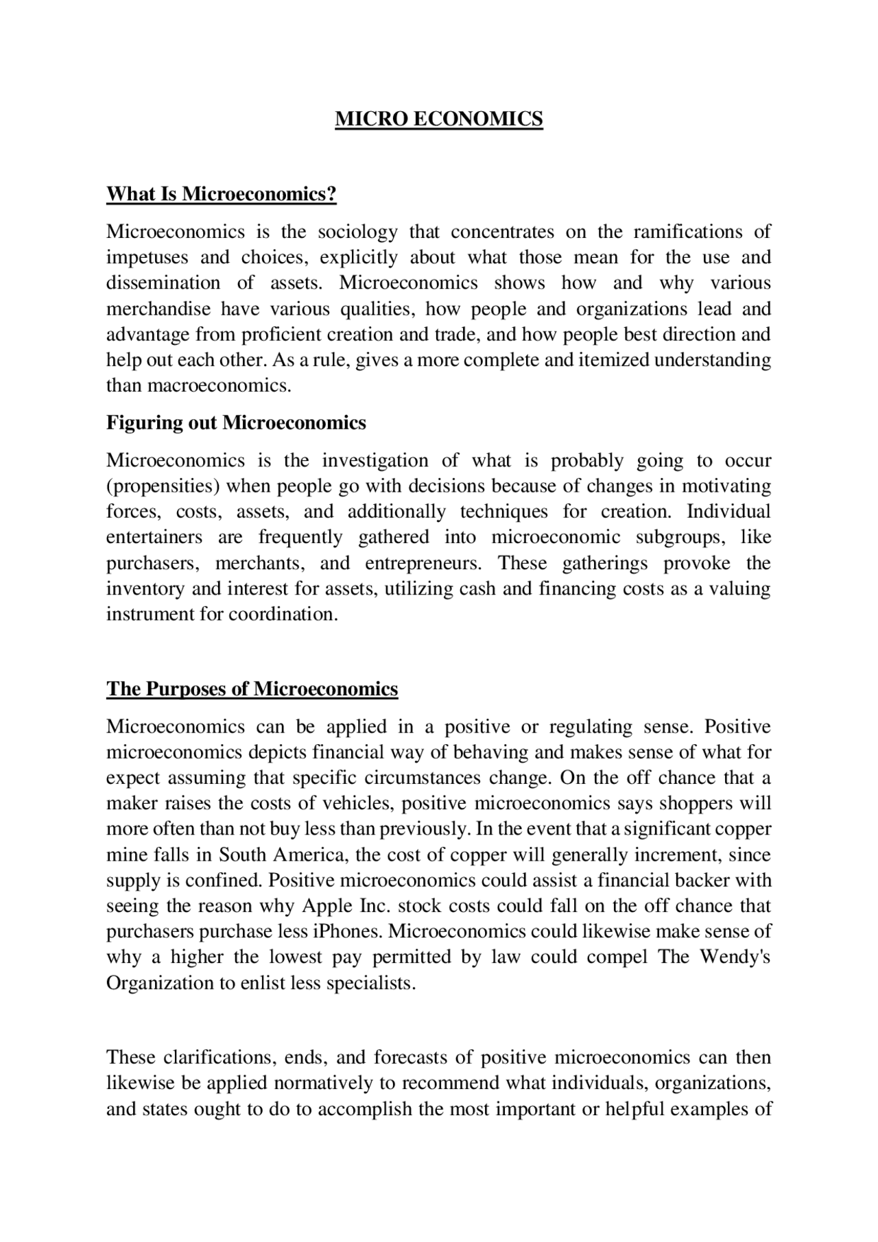 Detailed study of micro economics | Lecture notes Economics | Docsity