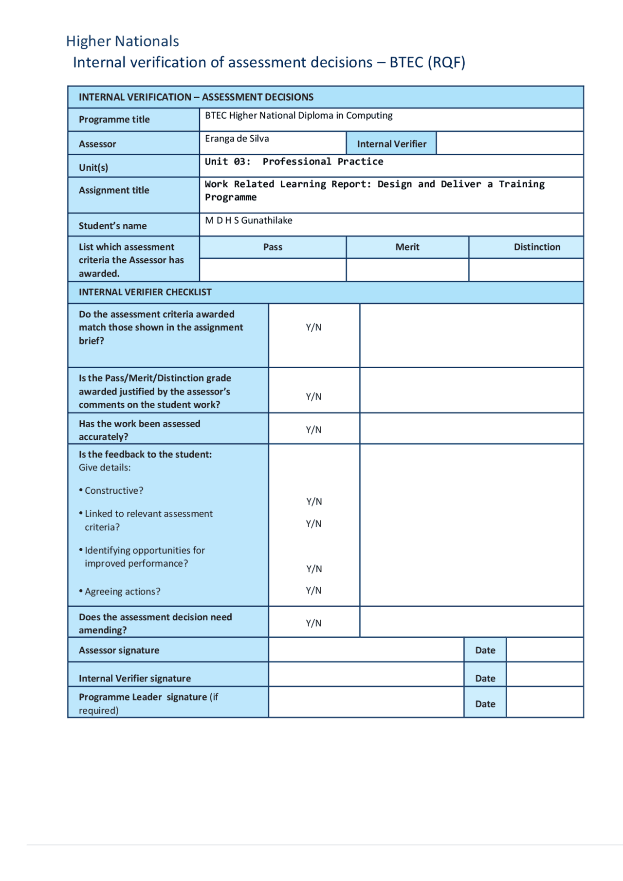 Work Related Learning Report: Design and Deliver a Training Programme ...