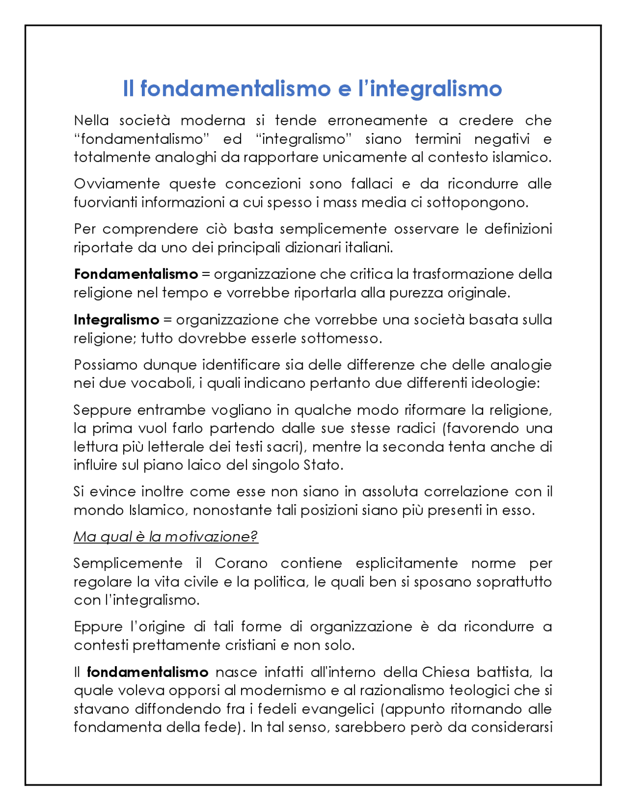 Il fondamentalismo e l'integralismo | Guide, Progetti e Ricerche di ...