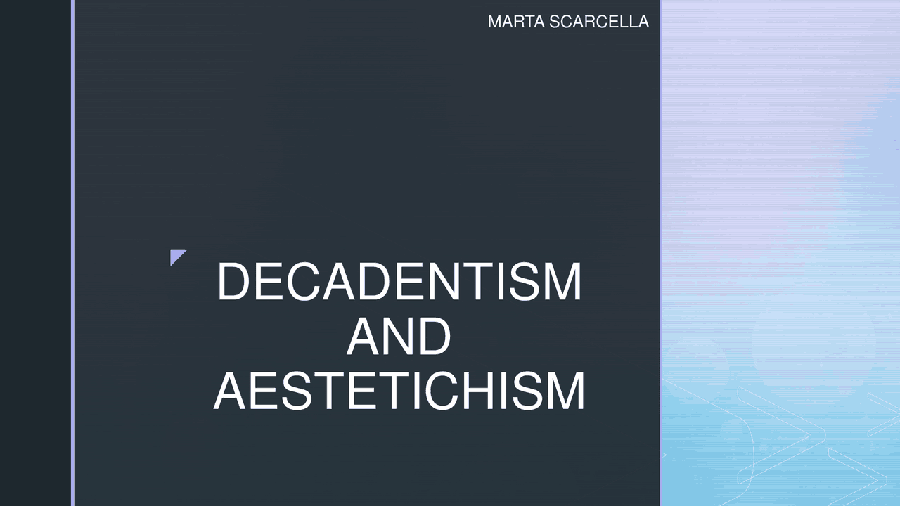 Decadentism And Aestheticism Schemi E Mappe Concettuali Di Inglese 