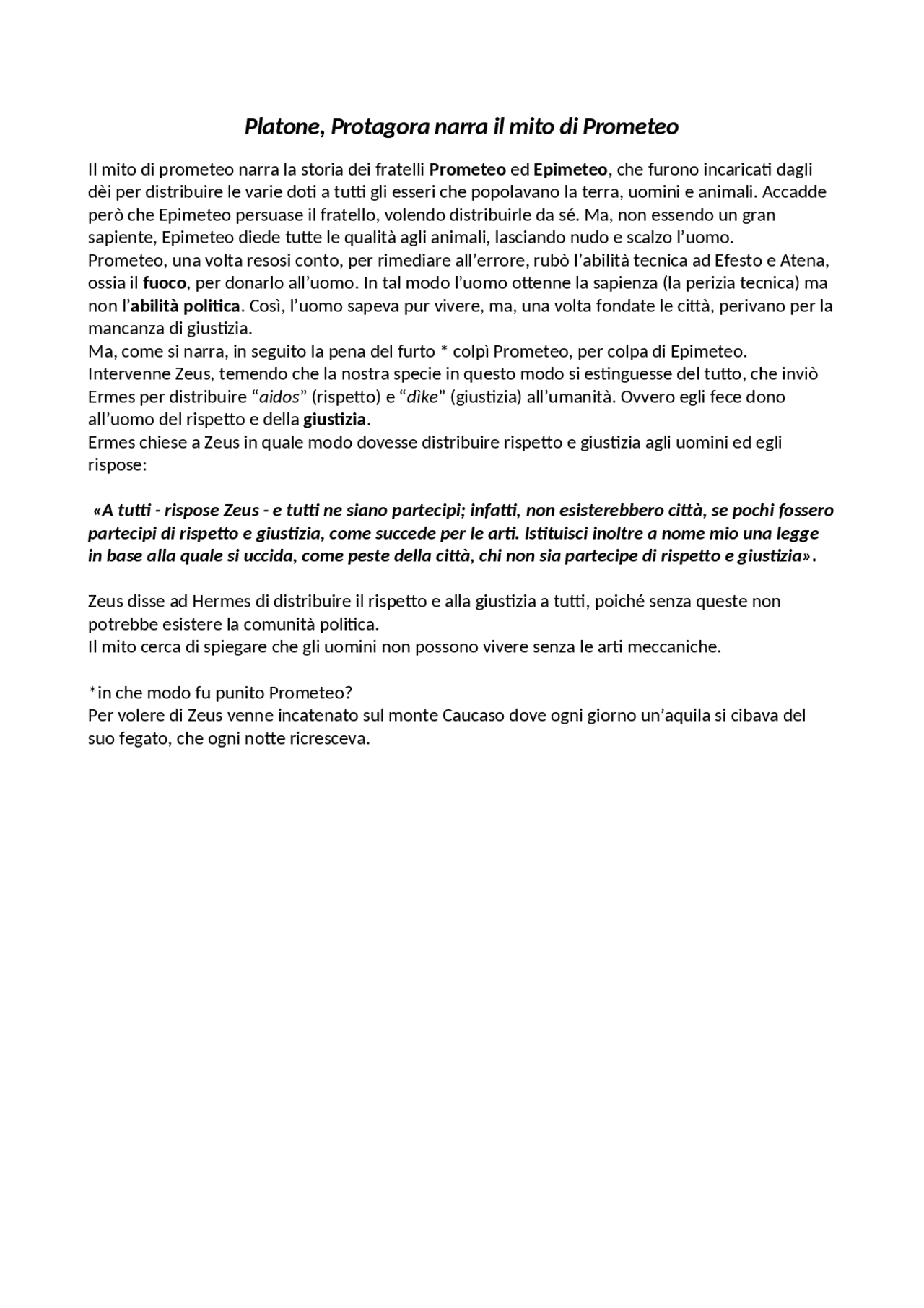 Mito di Prometeo riassunto breve Schemi e mappe concettuali di Filosofia Docsity Mito di Prometeo riassunto breve Schemi e mappe concettuali di Filosofia Docsity