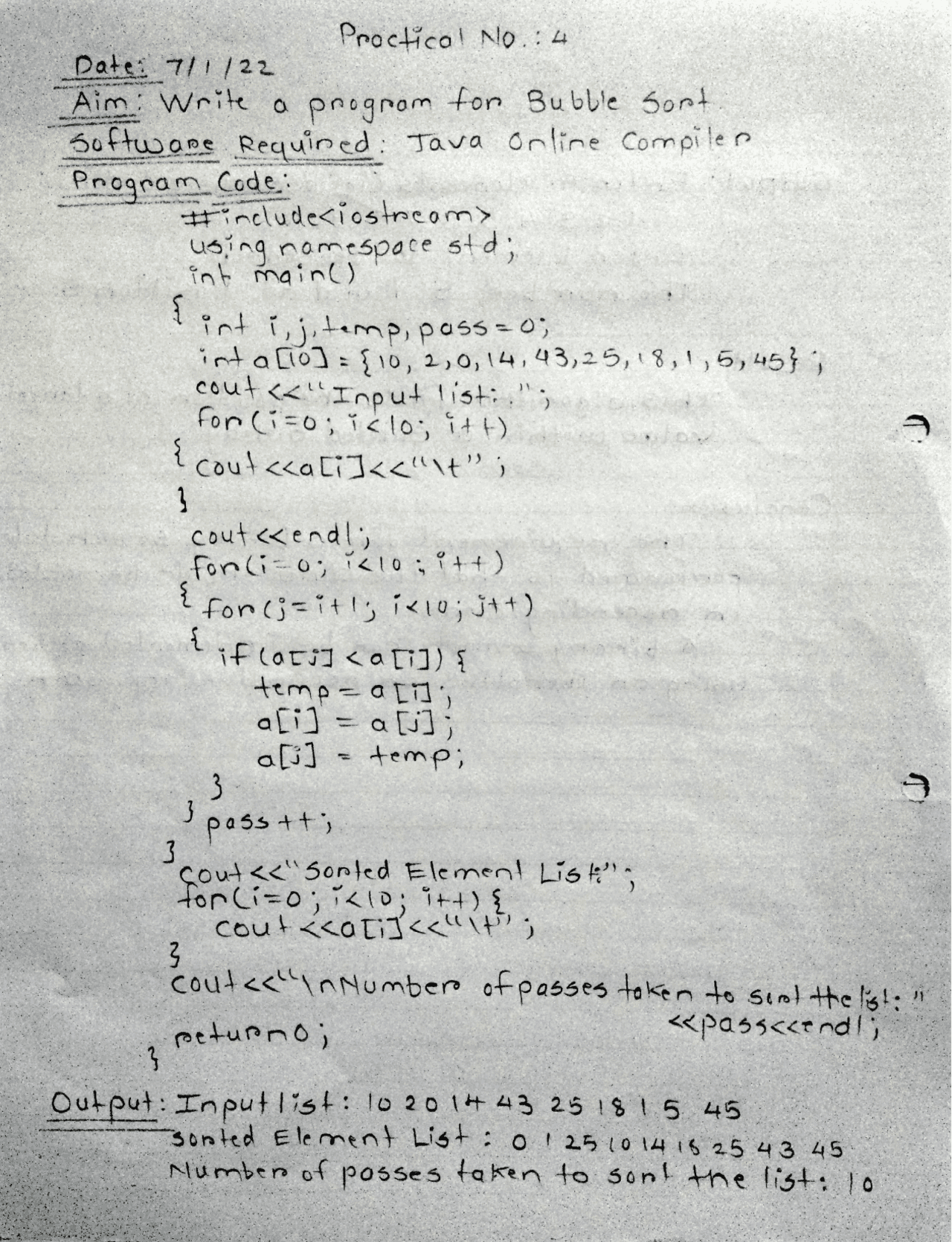 In this document I have implemented the bubble sort algorithm using my ...