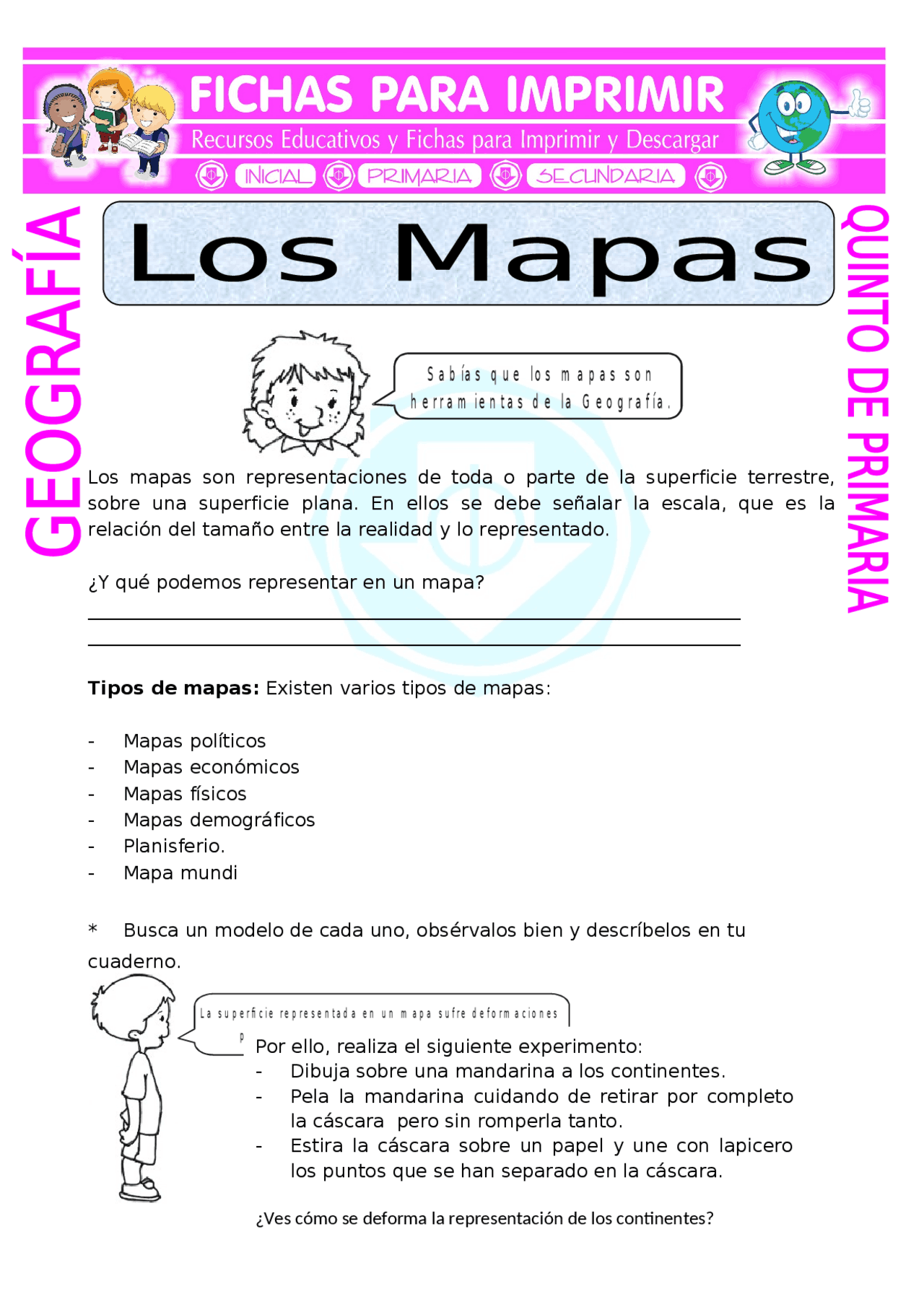 Los Mapas Para Niños Apuntes De Humanidades Y Ciencias Sociales Docsity