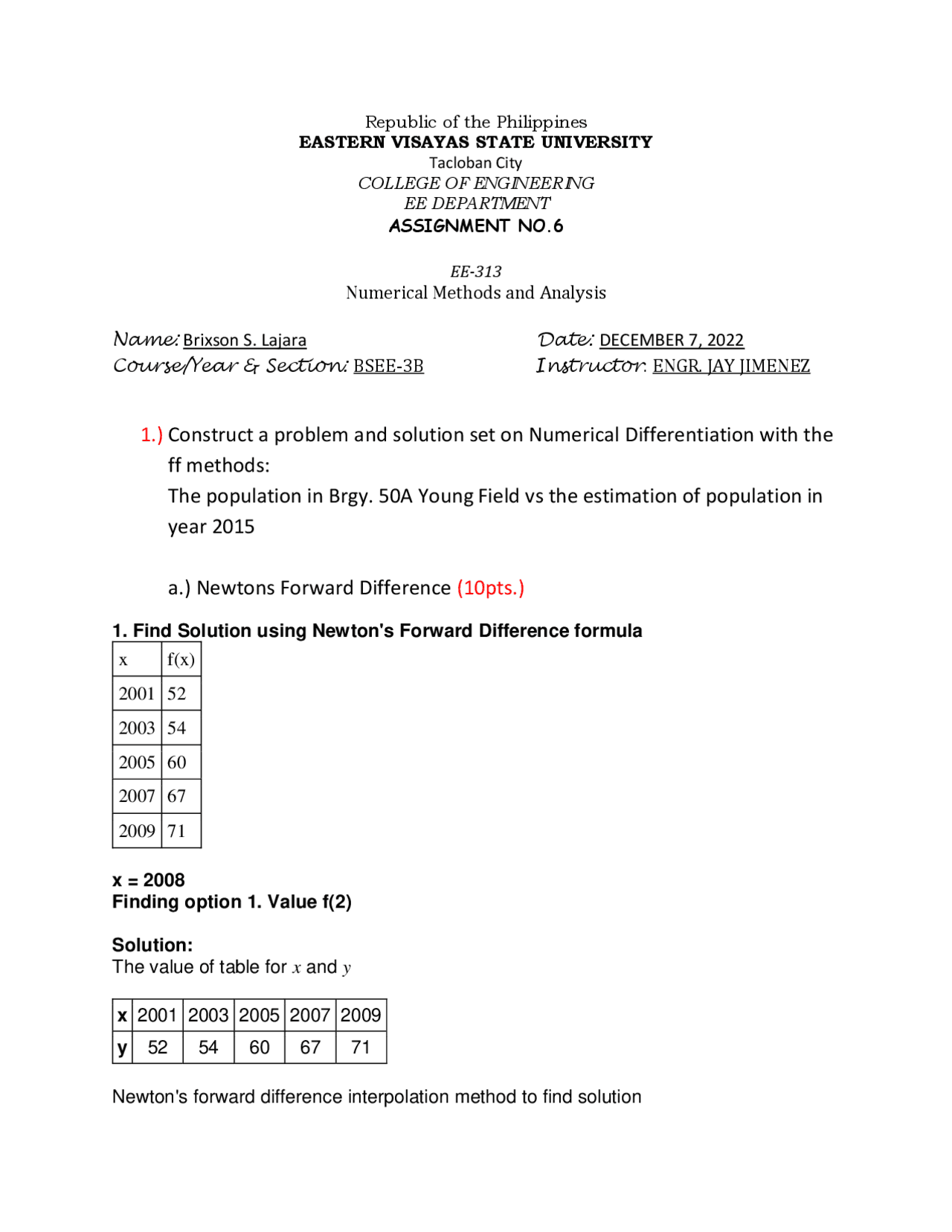 numerical methods quiz | Quizzes Mathematics | Docsity