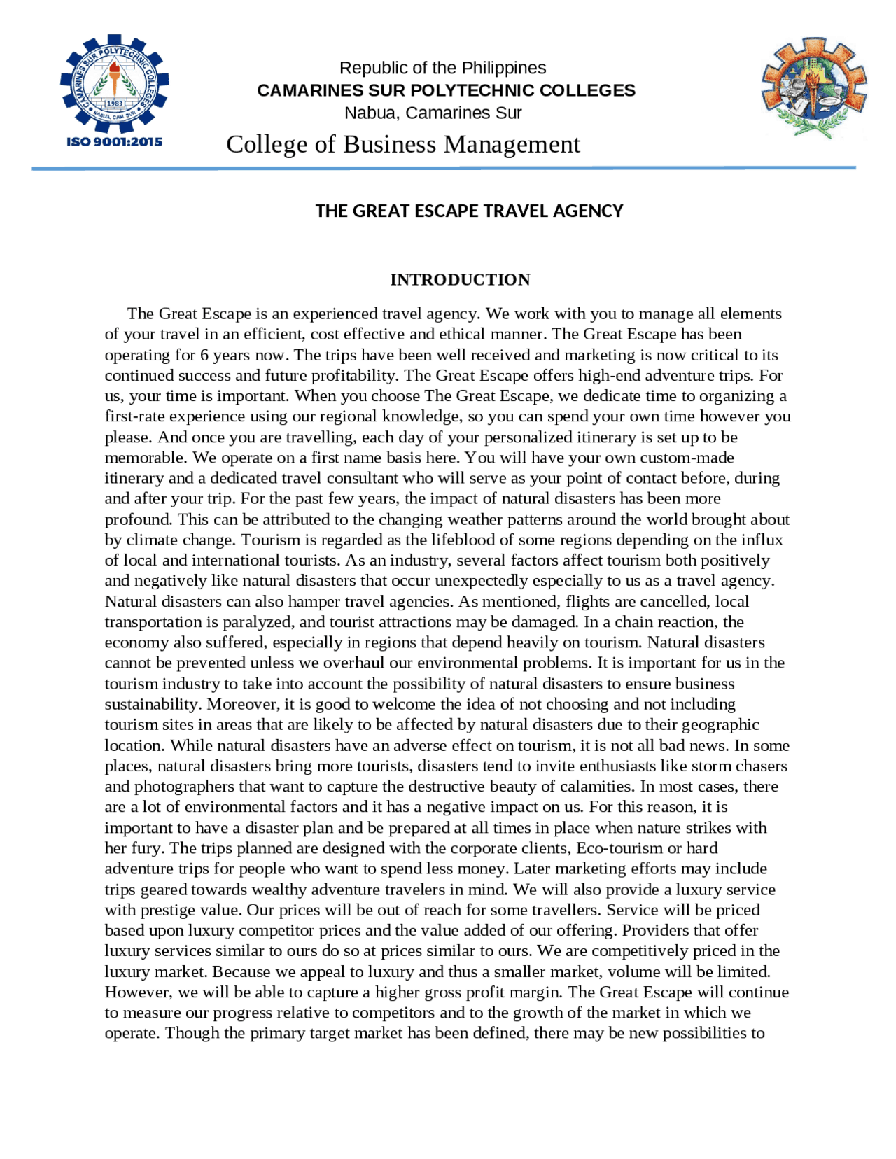 Tourism is travel for pleasure or business; also the theory and