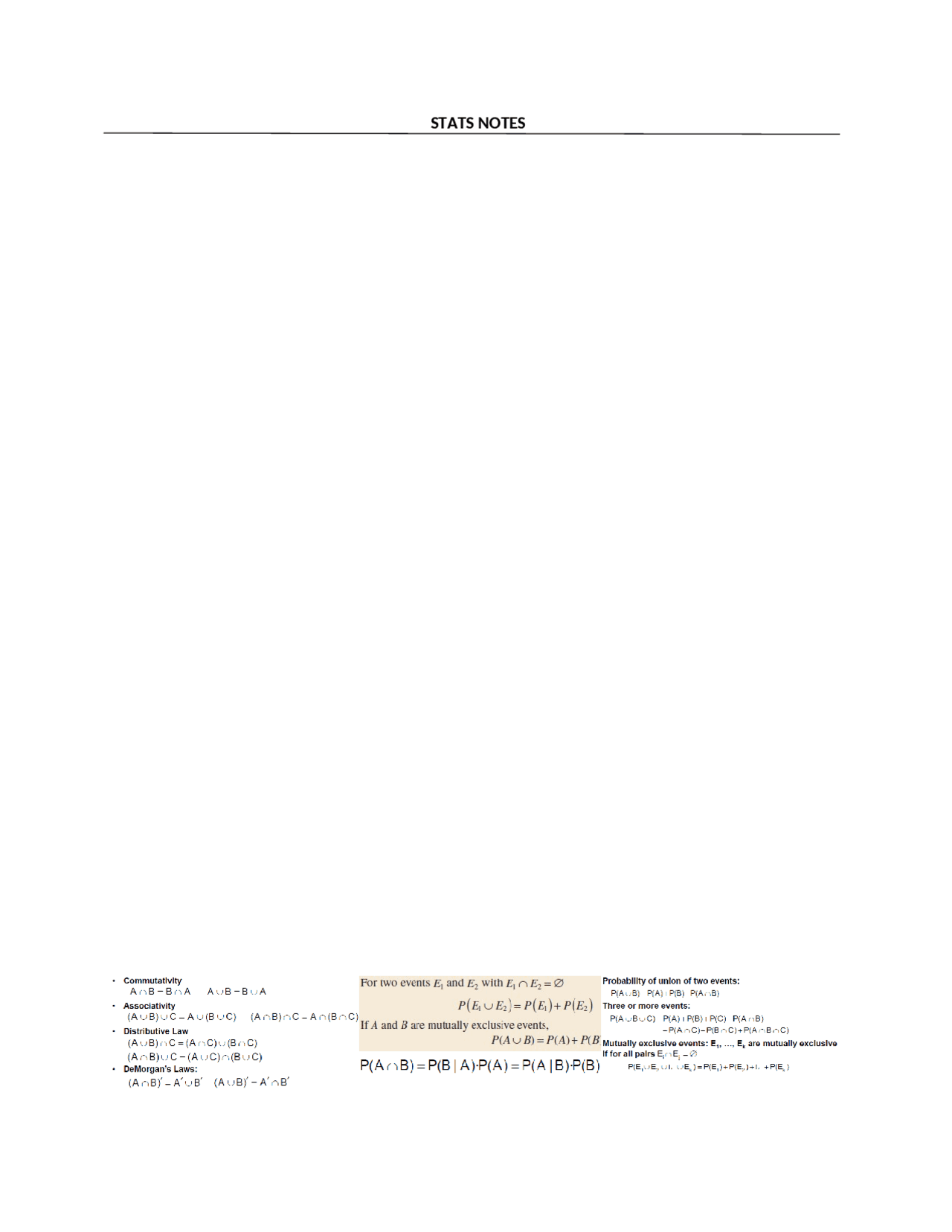 Statistics Engineering Note Sheet Statistics for Engineers Notes | Lecture notes Statistics | Docsity