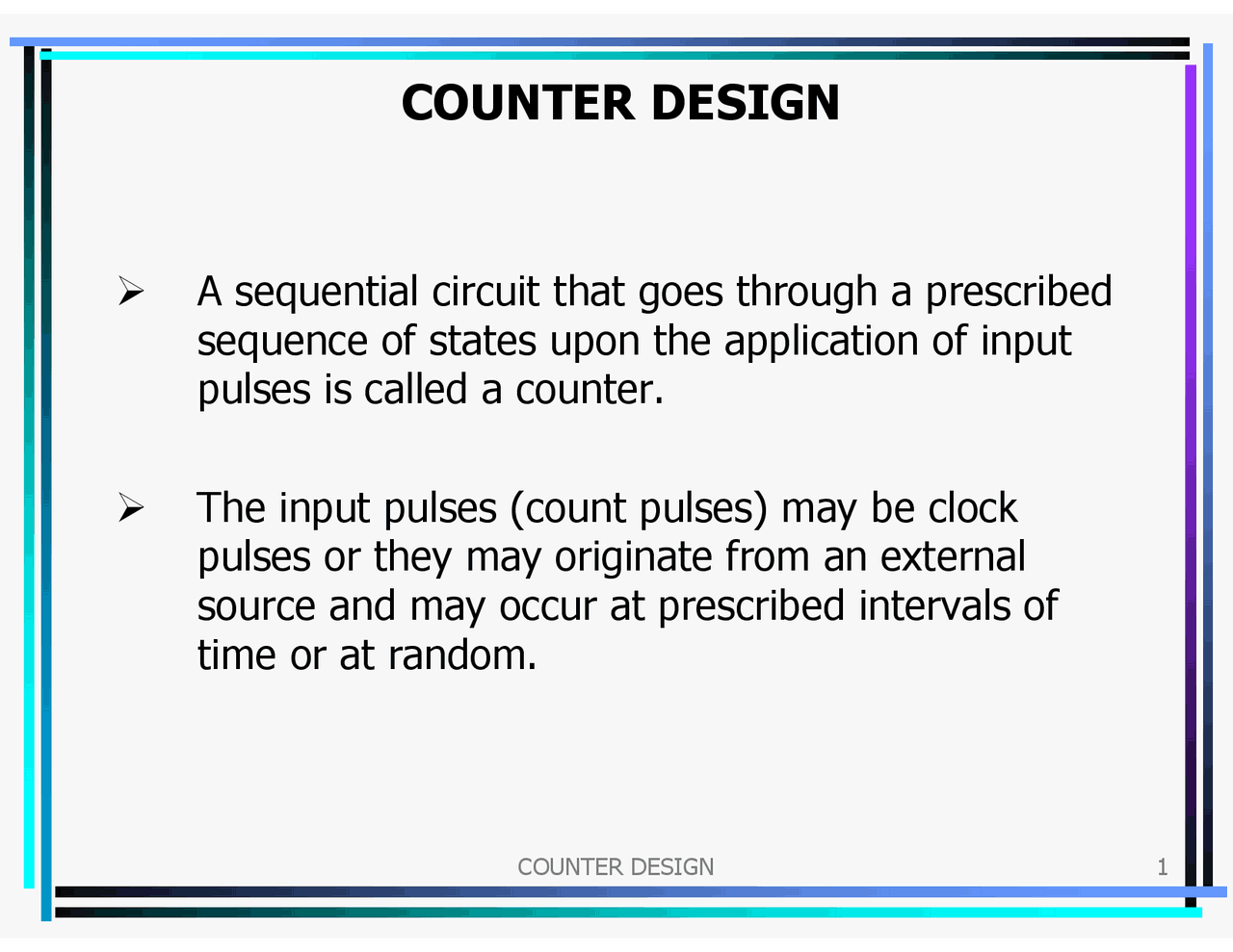 This lecture about COUNTER DESIGN | Lecture notes Engineering | Docsity