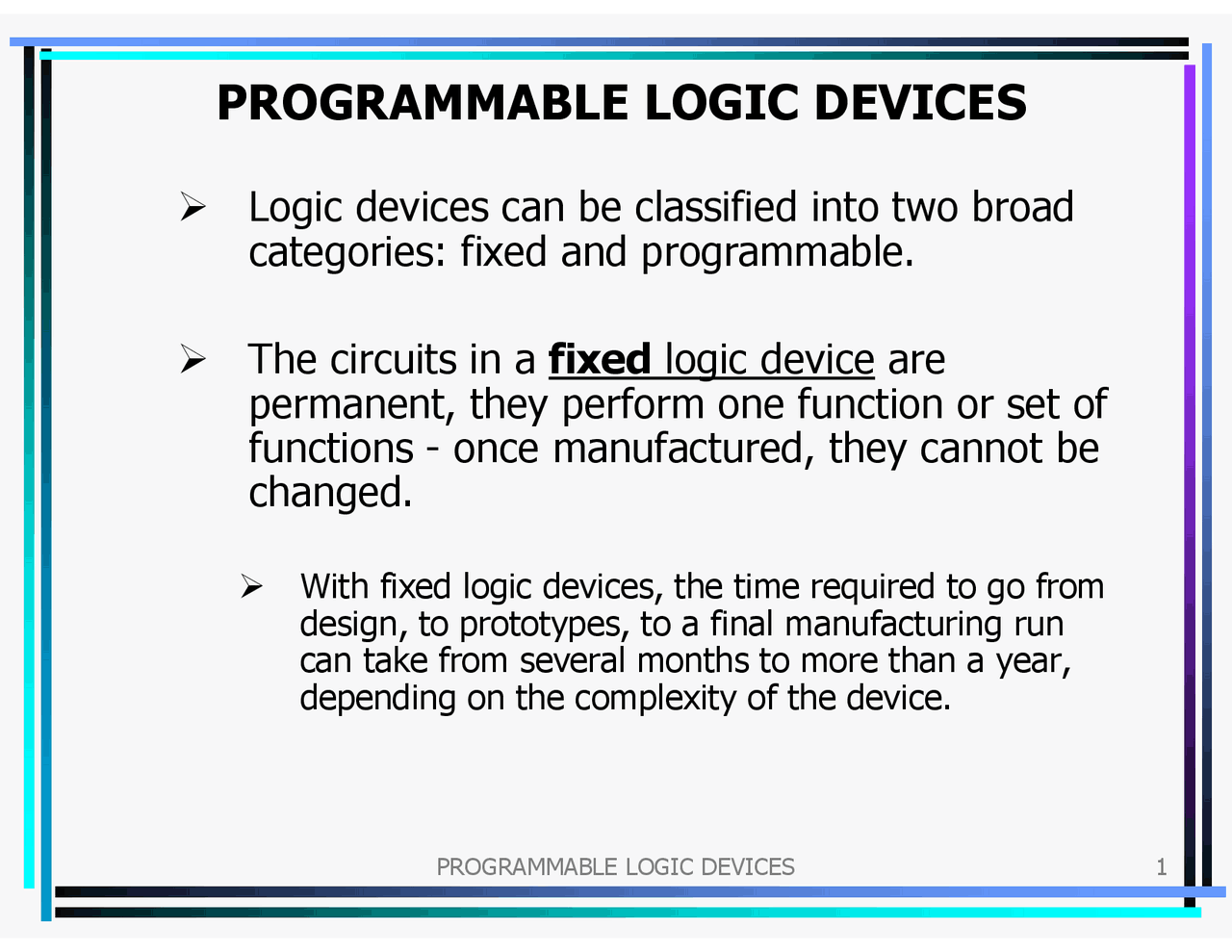 PROGRAMMABLE LOGIC DEVICES | Lecture notes Engineering | Docsity