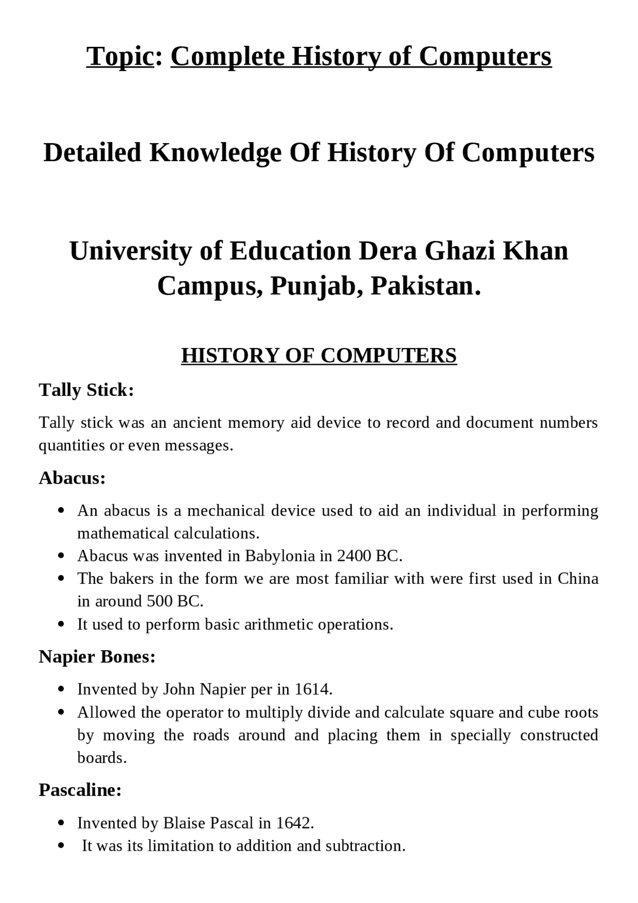 Complete History and Generations of Computers from beginning to now ...