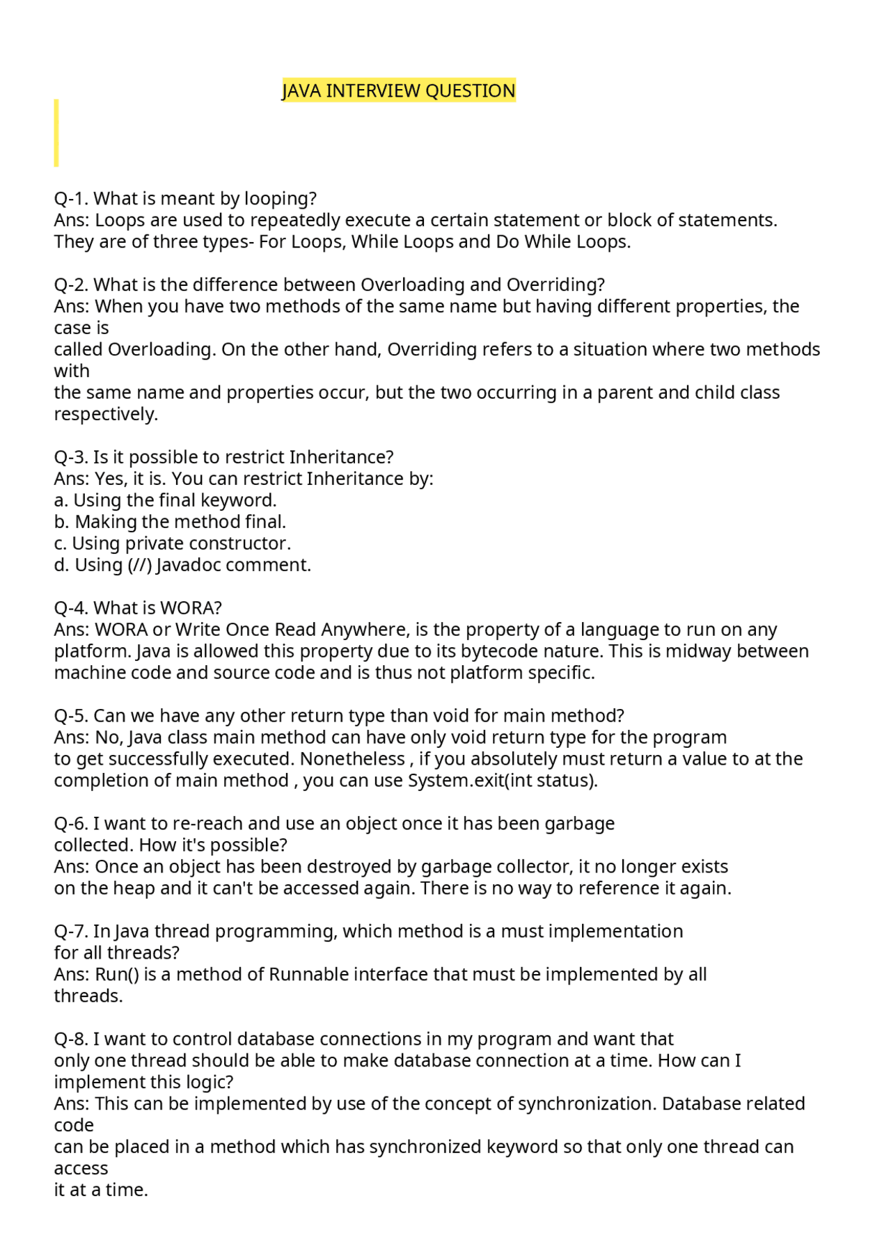 Java interview questions | Study Guides, Projects, Research Computer ...