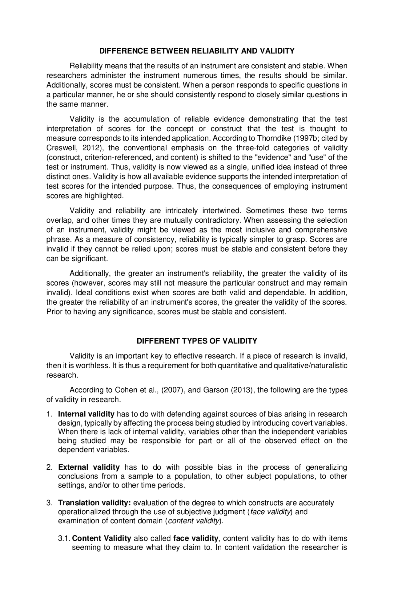Reliability Document VALIDITY AND RELIABILITY IN RESEARCH | Cheat Sheet Research Methodology ...