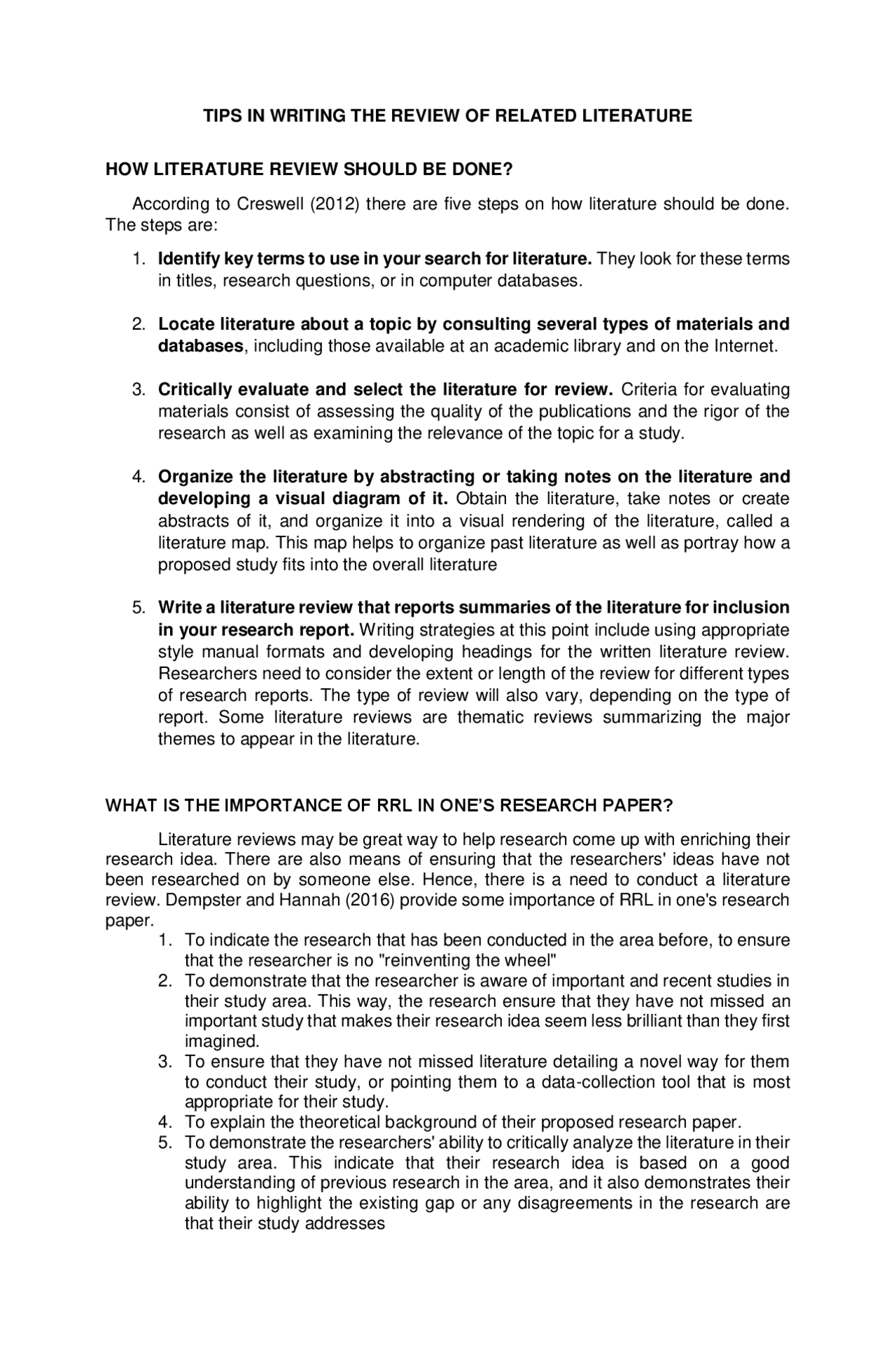 TIPS IN WRITING THE REVIEW OF RELATED LITERATURE | Schemes and Mind ...