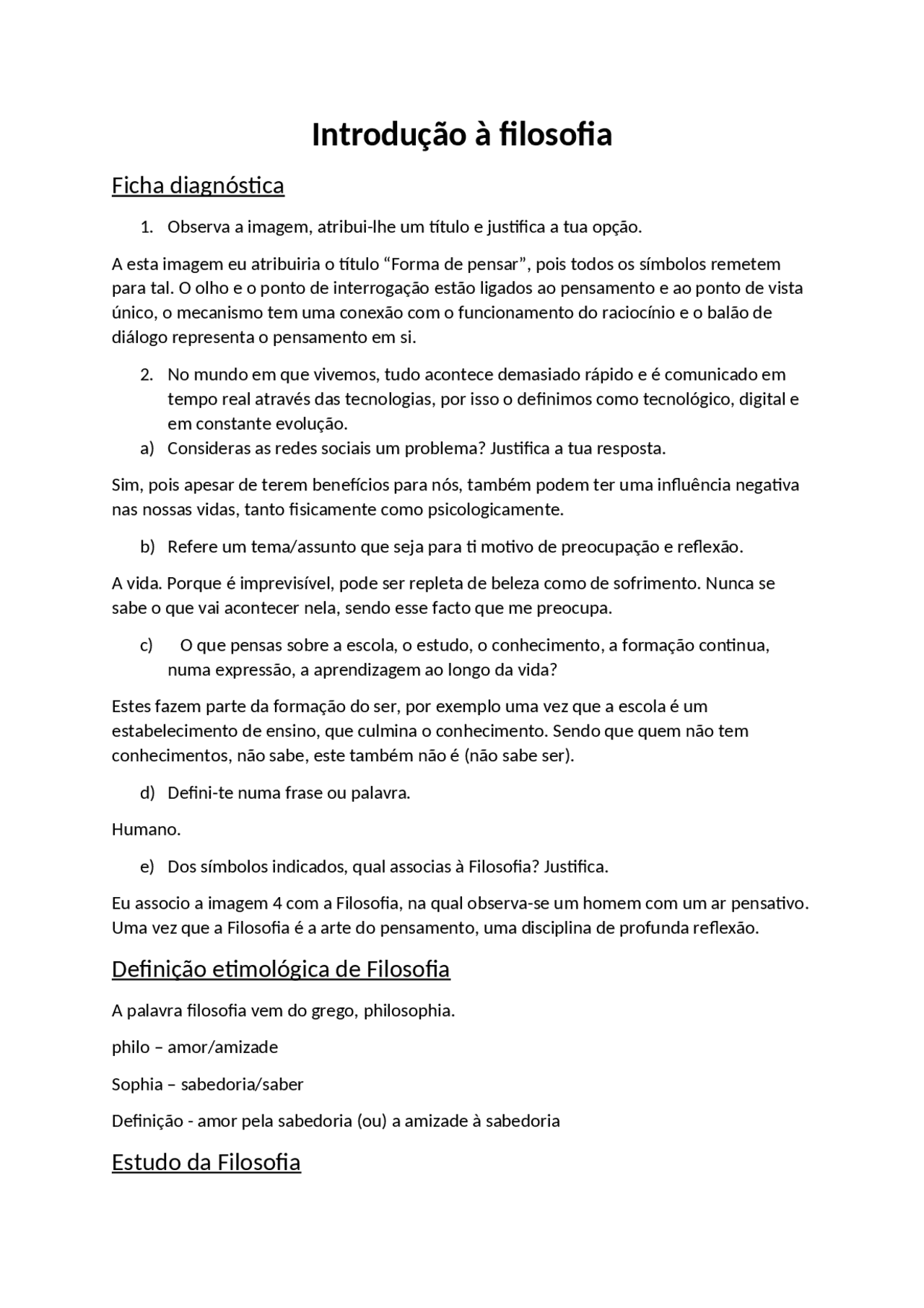INTRODUÇÃO A FILOSOFIA | Esquemas Filosofia | Docsity