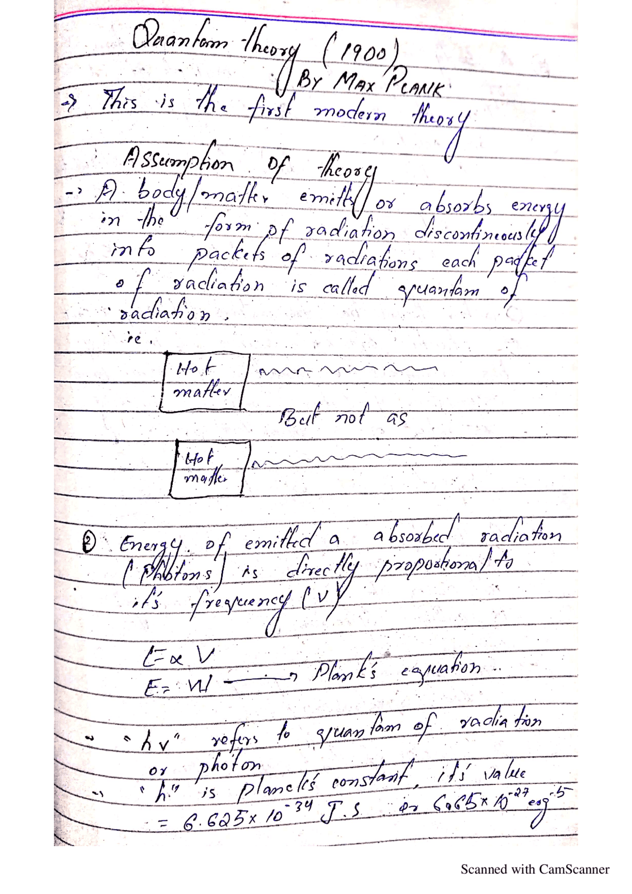 Quantum Theory By Max Plank | Lecture notes Chemistry | Docsity