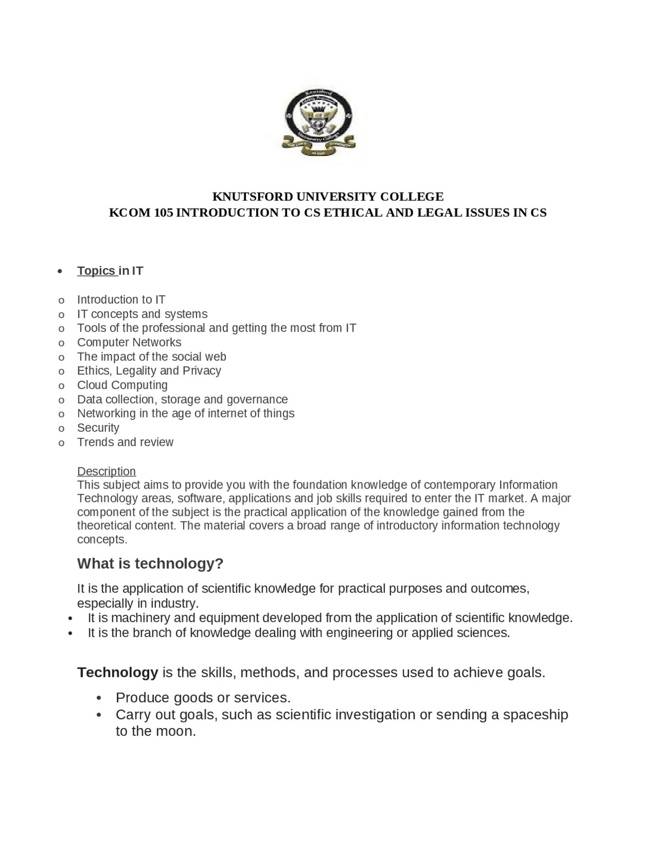 Introduction to computer science | Slides Computer Science | Docsity