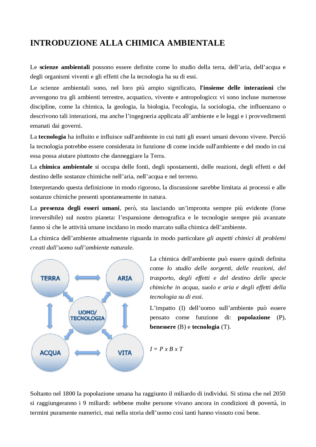 Introduzione Chimica Ambientale Schemi e mappe concettuali di Chimica