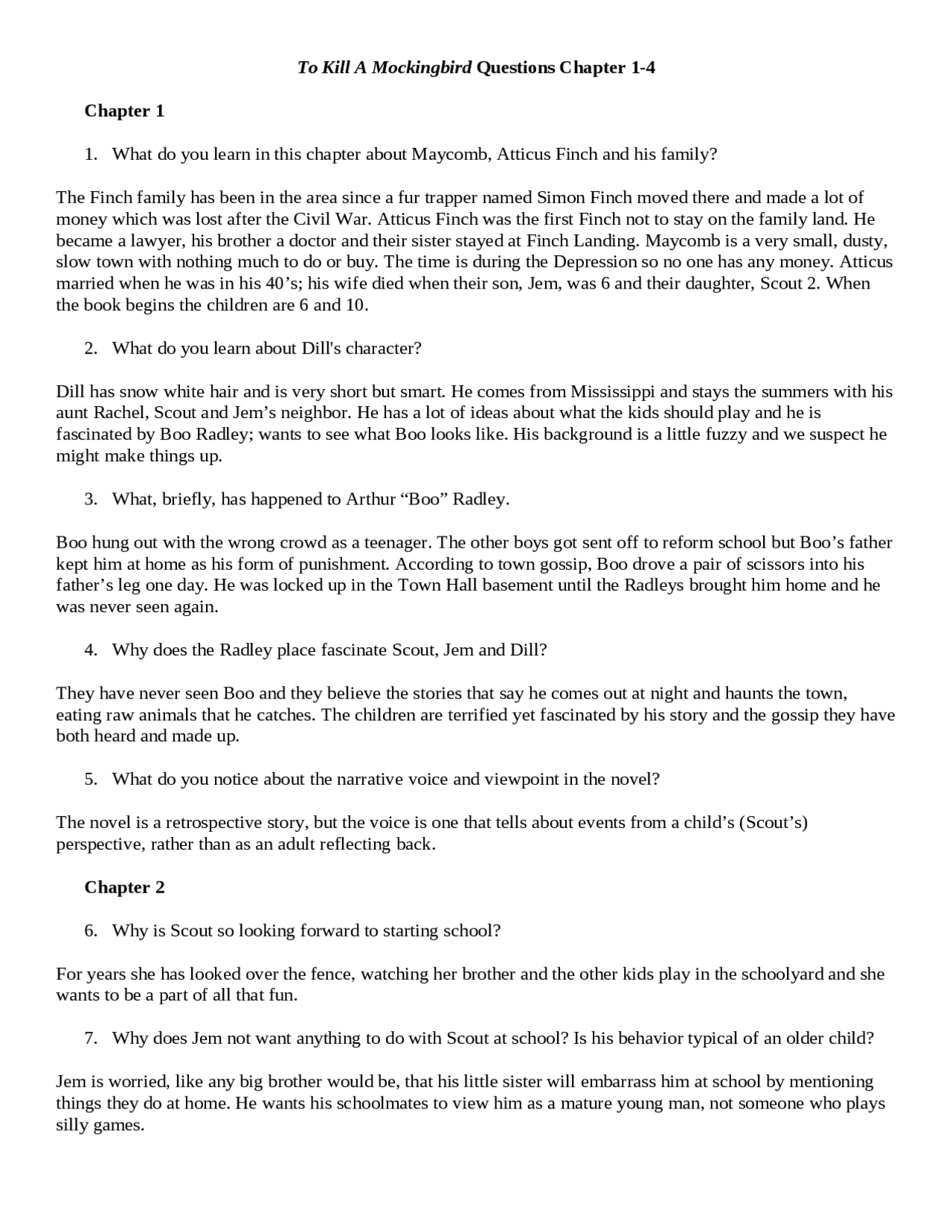 TKAMB Short Quiz with key characterr | Quizzes English | Docsity