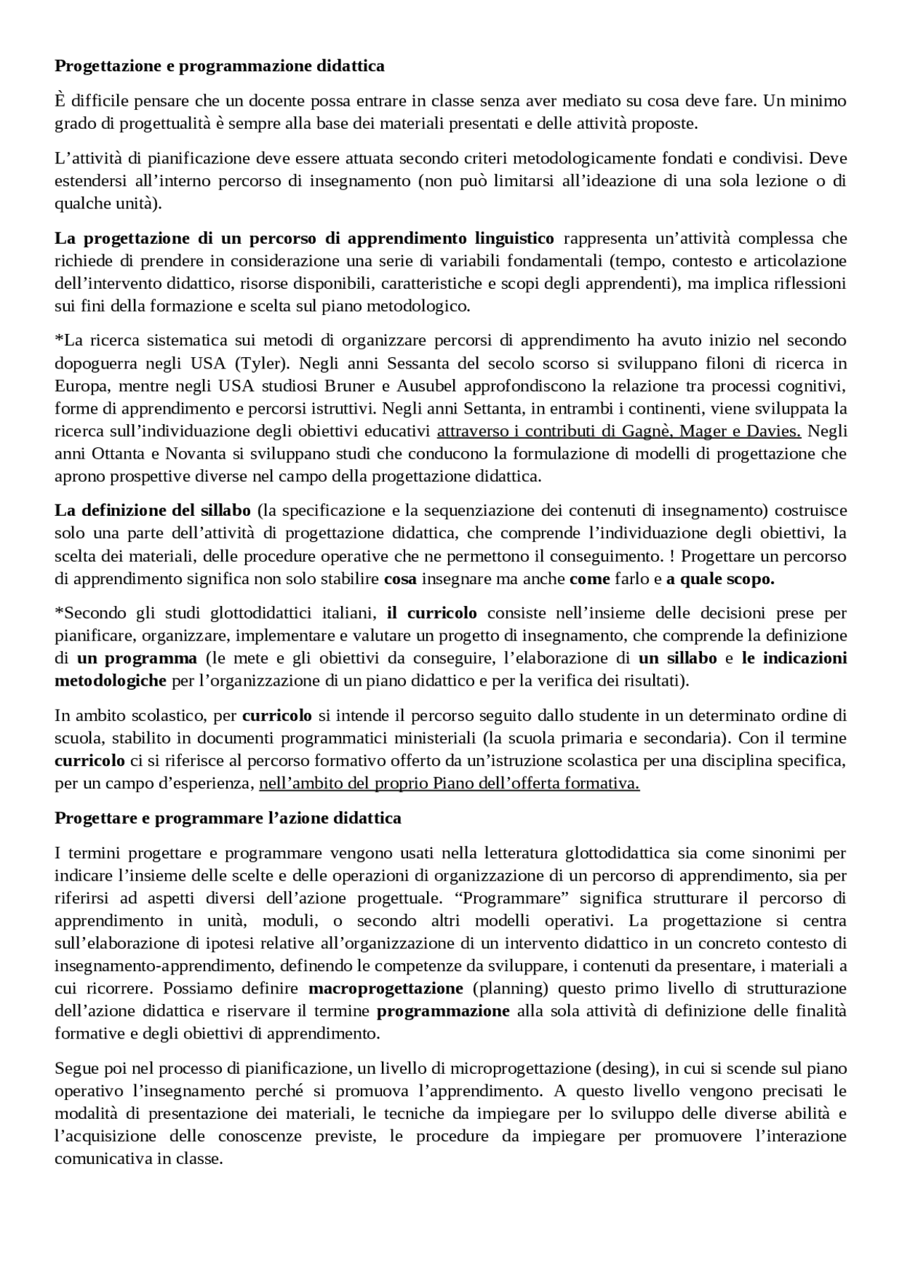 Programmazione e progettazione didattica | Apuntes de Didáctica General ...