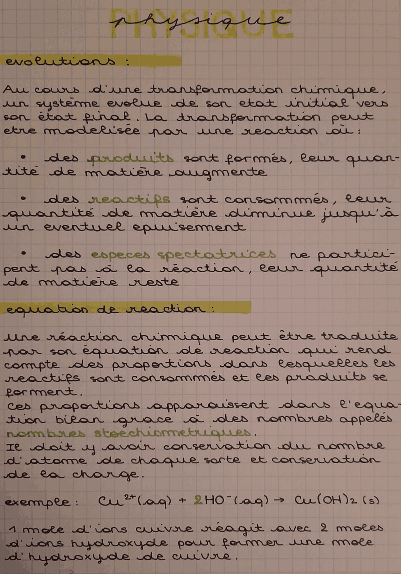 Fiche de révision sur l'évolution d'un système chimique | Notes Chimie ...