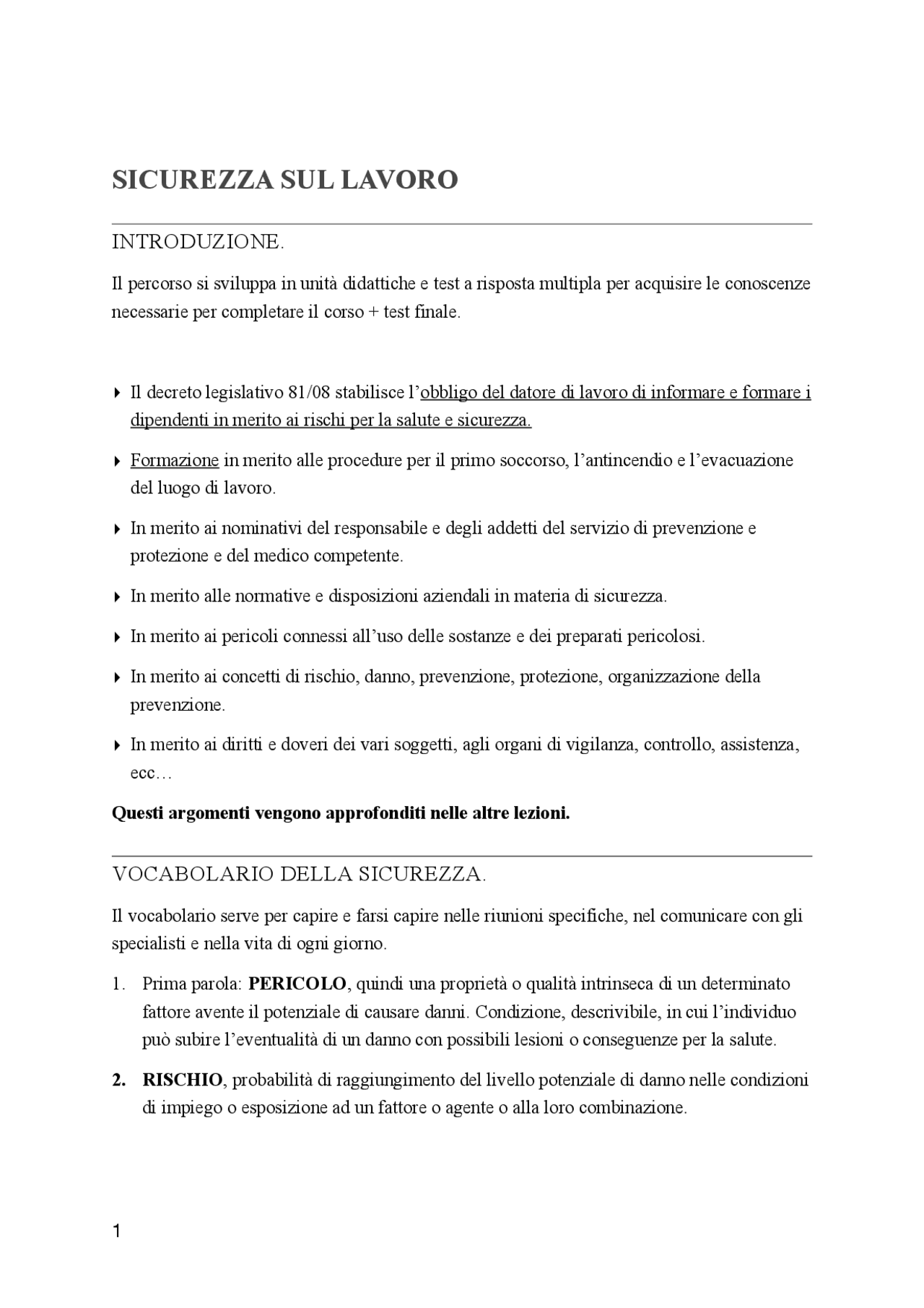 manuale della sicurezza sul lavoro