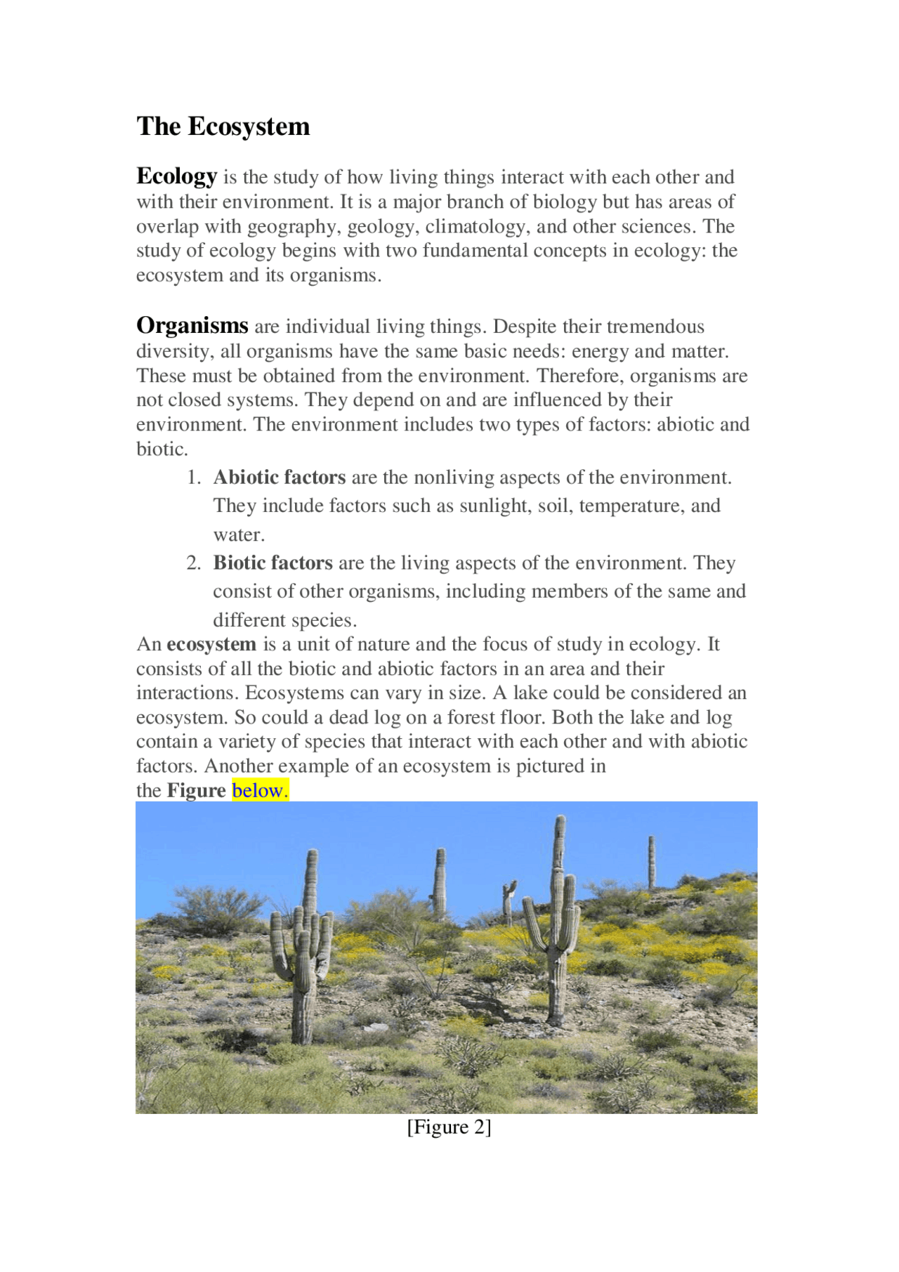 The ecosystem basics Essays (high school) Biology Docsity