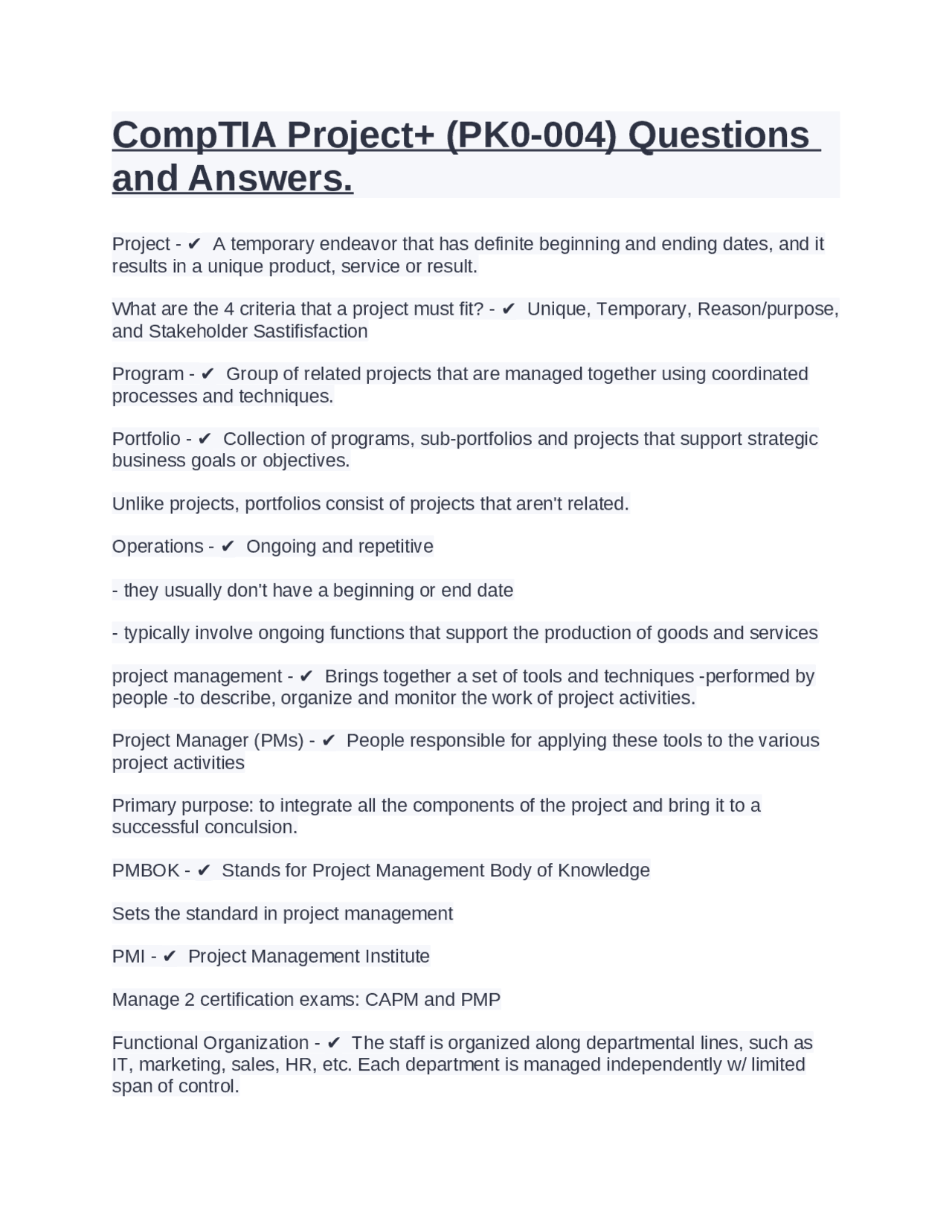 CompTIA Project+ (PK0-004) Questions and Answers. | Exams Computer ...