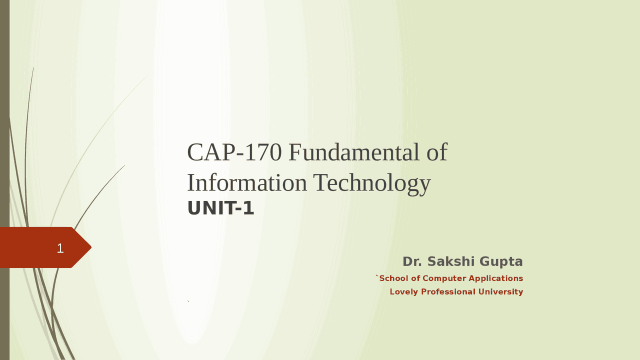 Basic of information technology | Lecture notes Information Technology ...