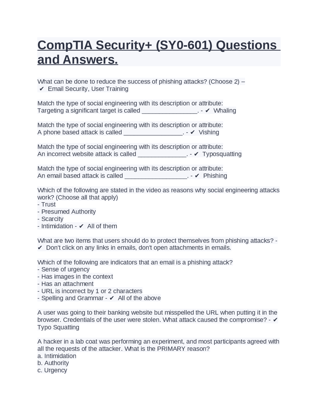 CompTIA Security+ (SY0-601) Questions and Answers | Exams Computer ...