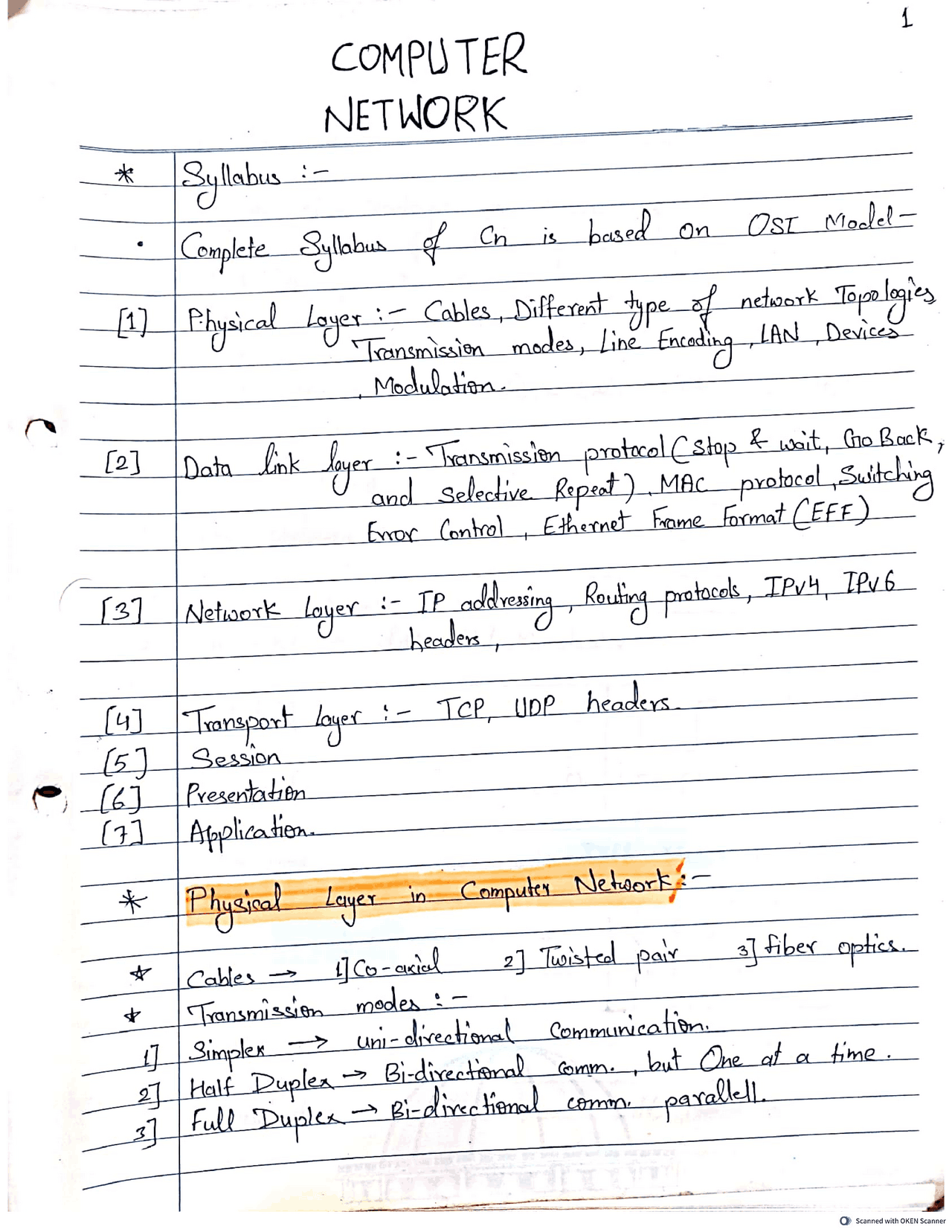 Computer Networks Notes | Study notes Computer Networks | Docsity