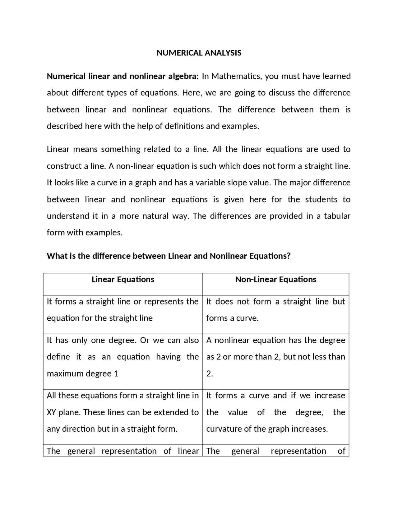 Differences between Numerical Linear and Nonlinear Algebra | Study ...