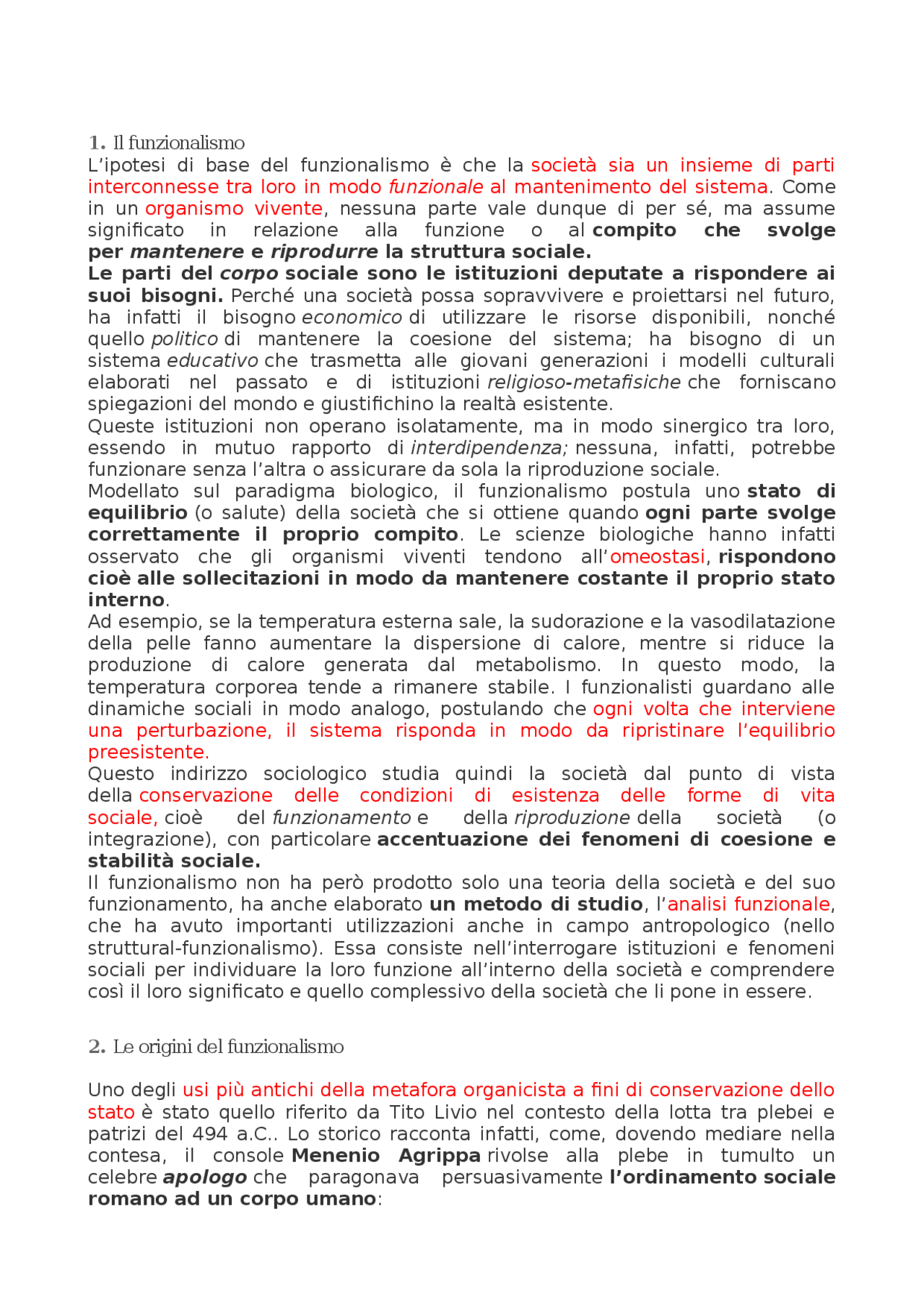 Il funzionalismo e Parsons Dispense di Sociologia Docsity