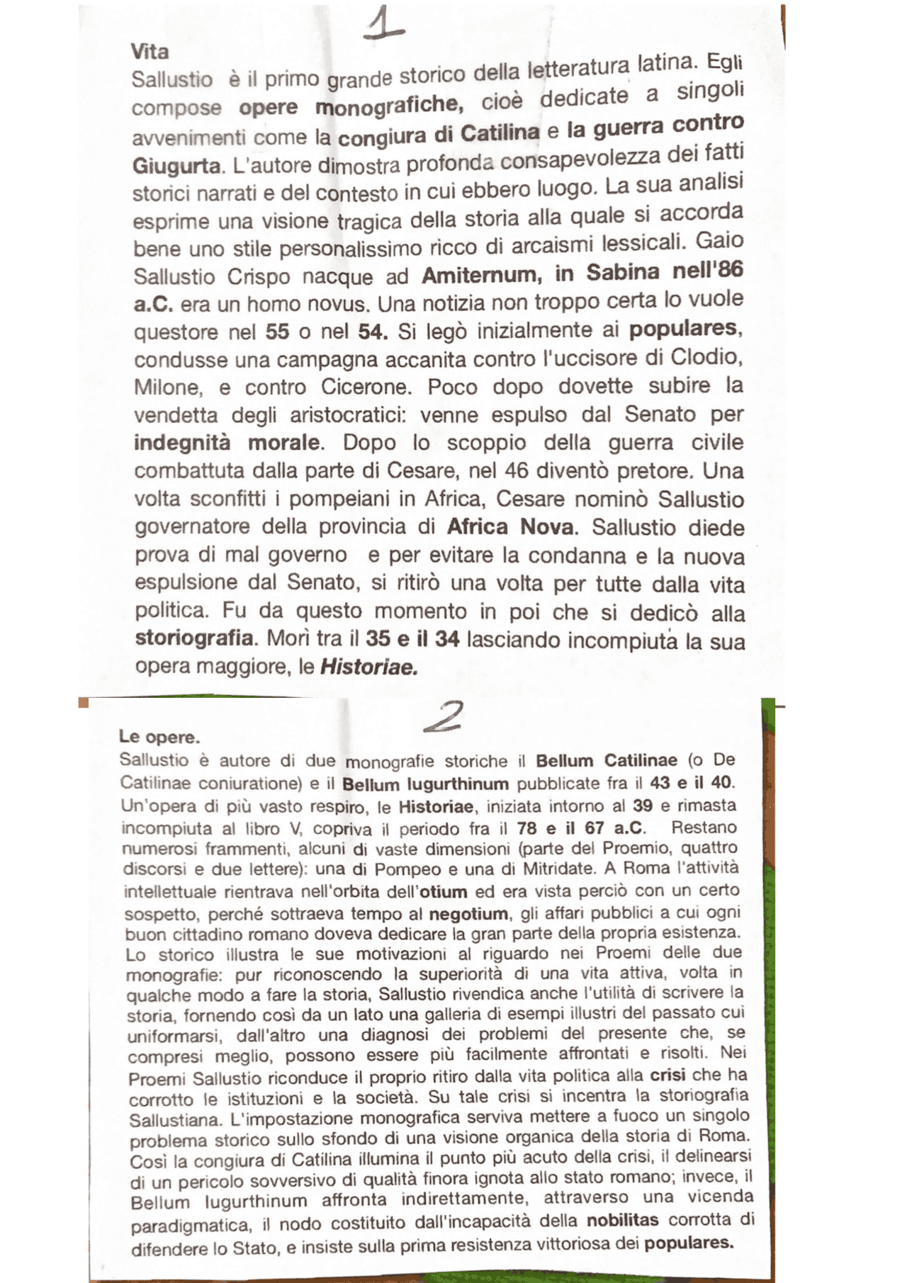 Sallustio vita e opere Appunti di Greco Docsity