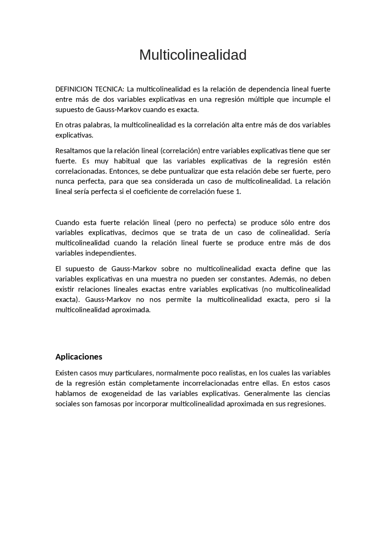 Es información sobre la multicolinealidad, puntos muy interesantes de ...