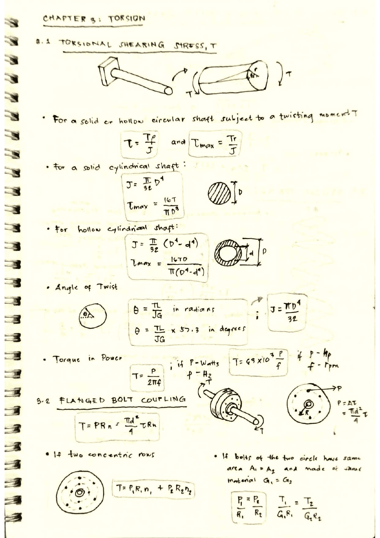 TORSION (TORSIONAL SHEARING STRESS, FLANGEDBOLT COUPLING, THIN WALLED