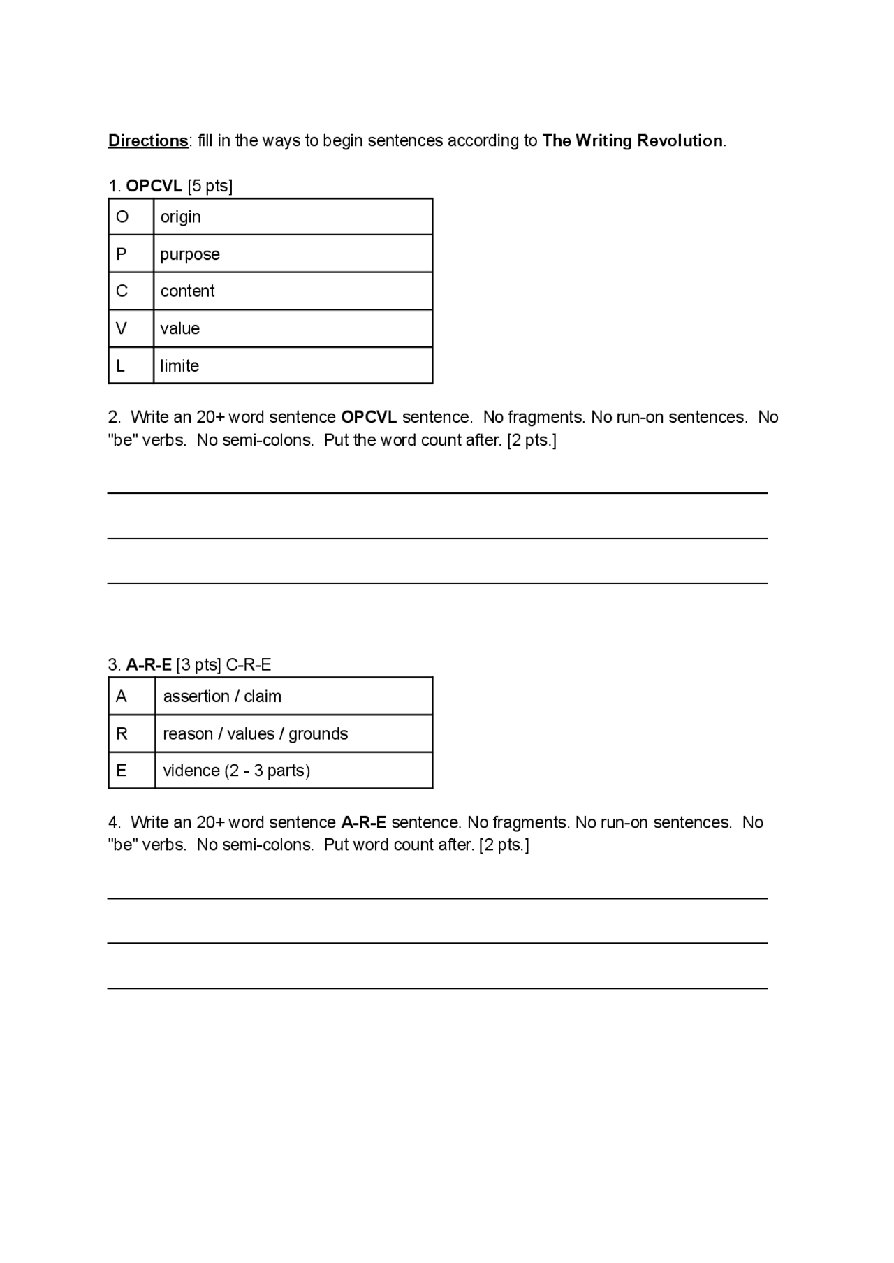 Writing Revolution Frame and Combination Sentence-Building | Schemes ...