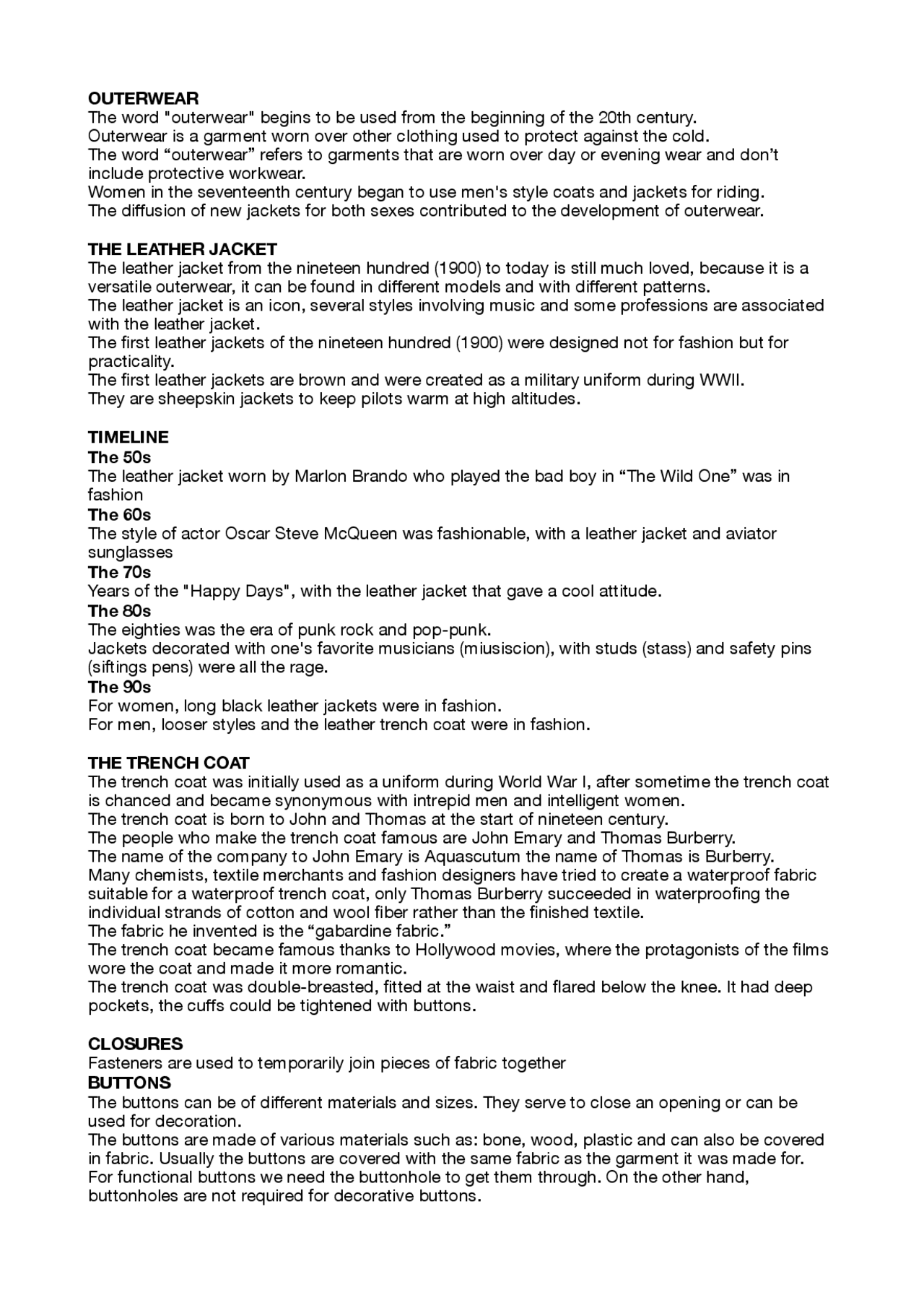 Appunti moda in inglese Schemi e mappe concettuali di Cultura Inglese