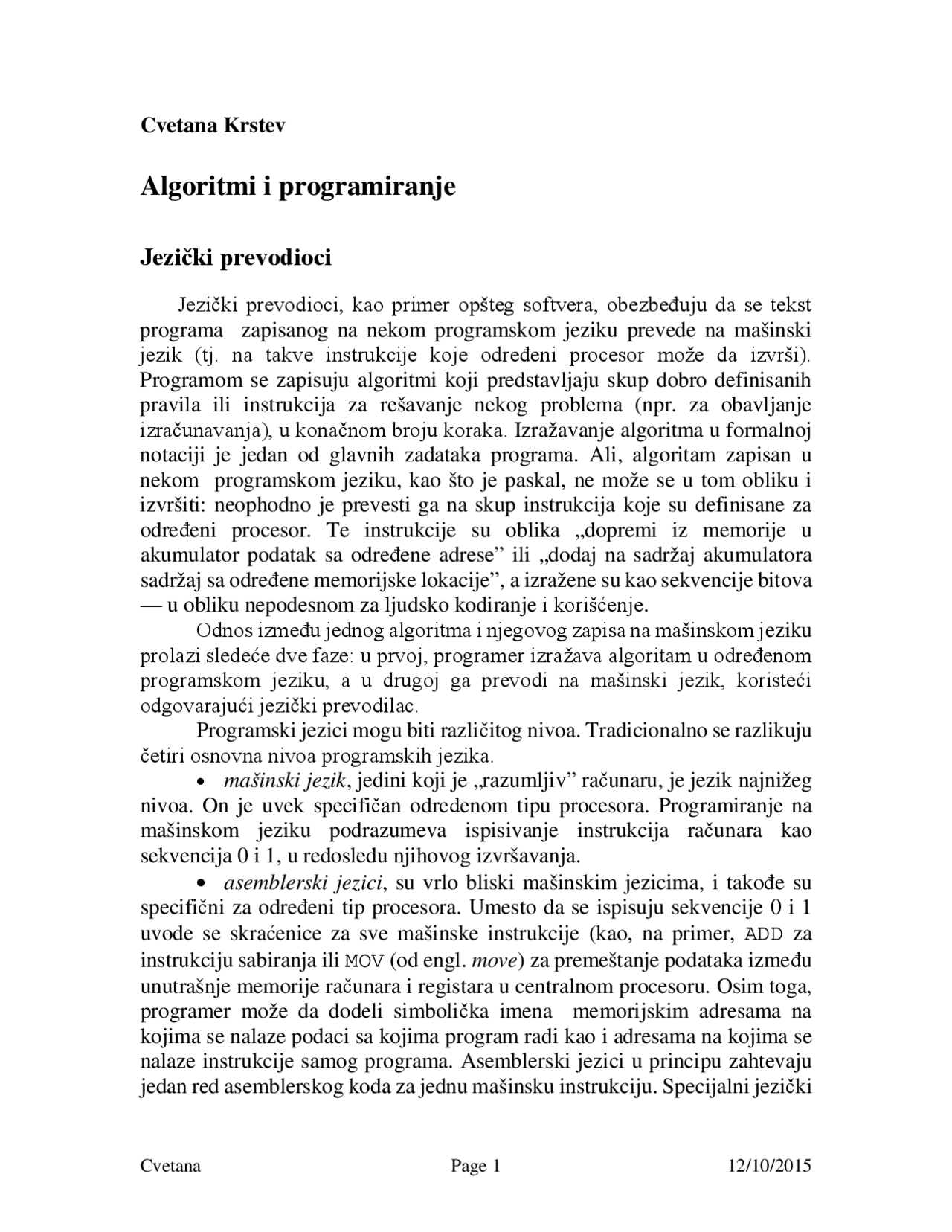 Algoritmi i programiranje | Šeme i konceptualne mape' predlog Algoritmi ...