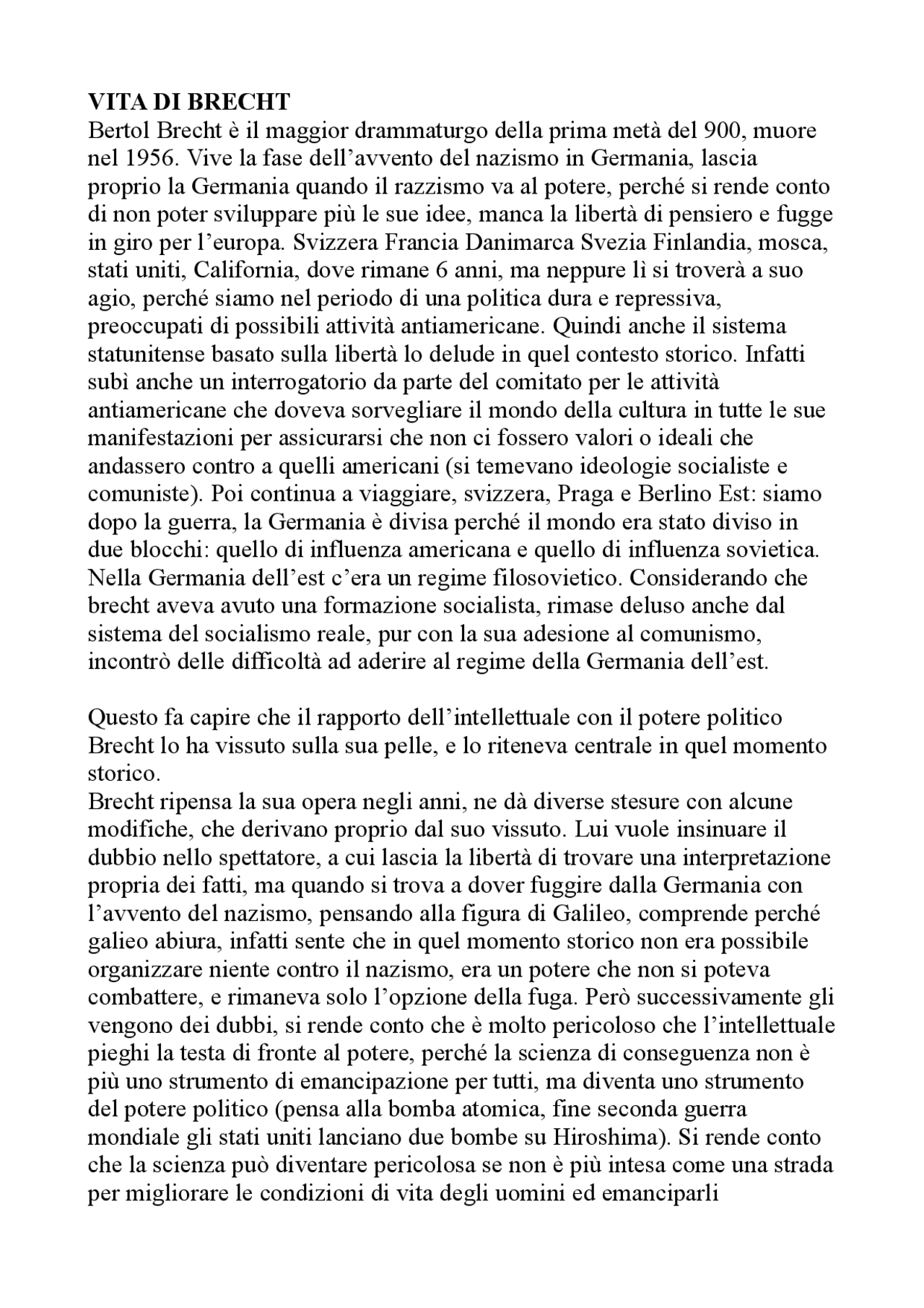 VITA DI GALILEO BERTOLT BRECHT Appunti di Filosofia Docsity VITA DI GALILEO BERTOLT BRECHT Appunti di Filosofia Docsity