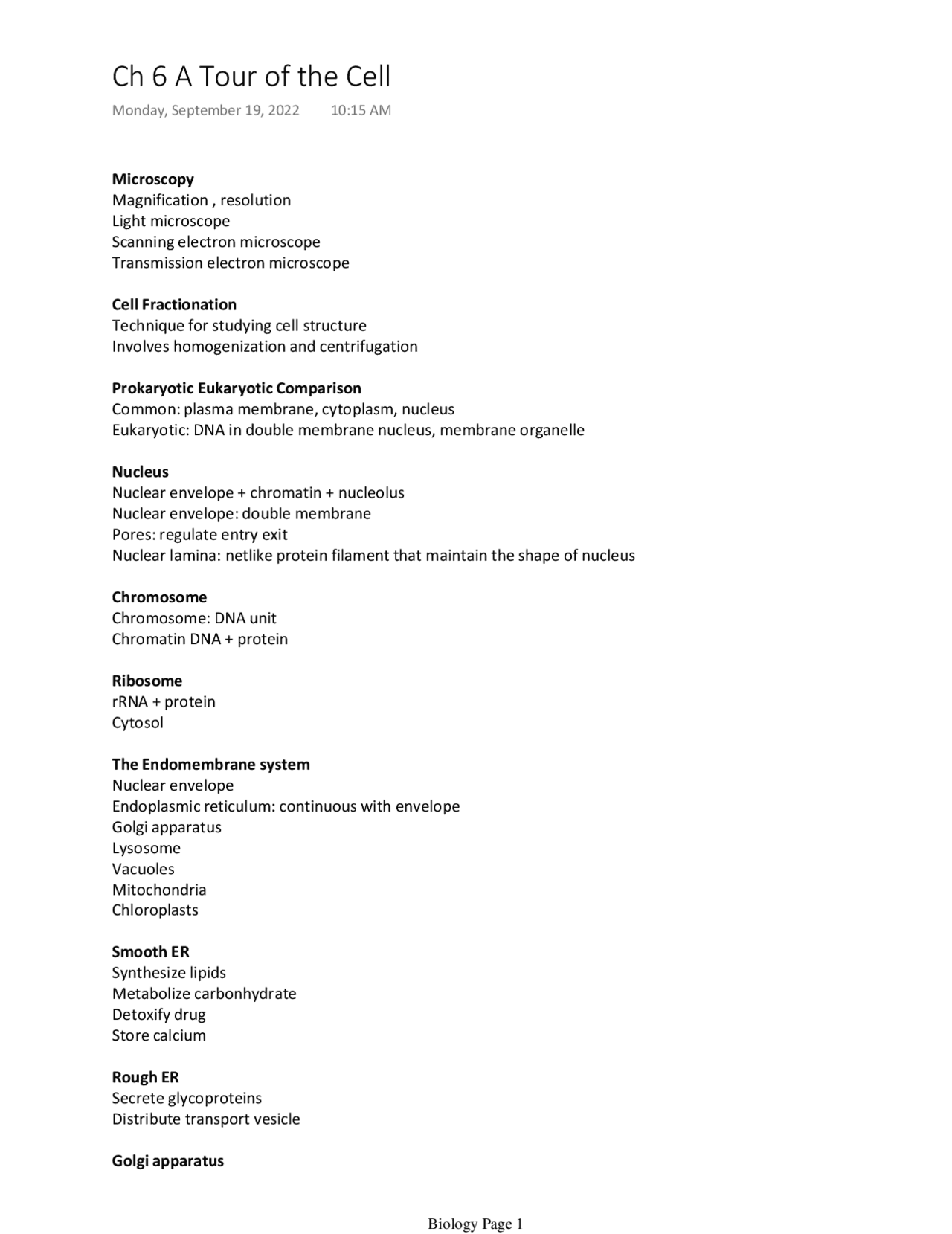 Campbell Biology Ch 6 Course Note | Lecture notes Biology | Docsity