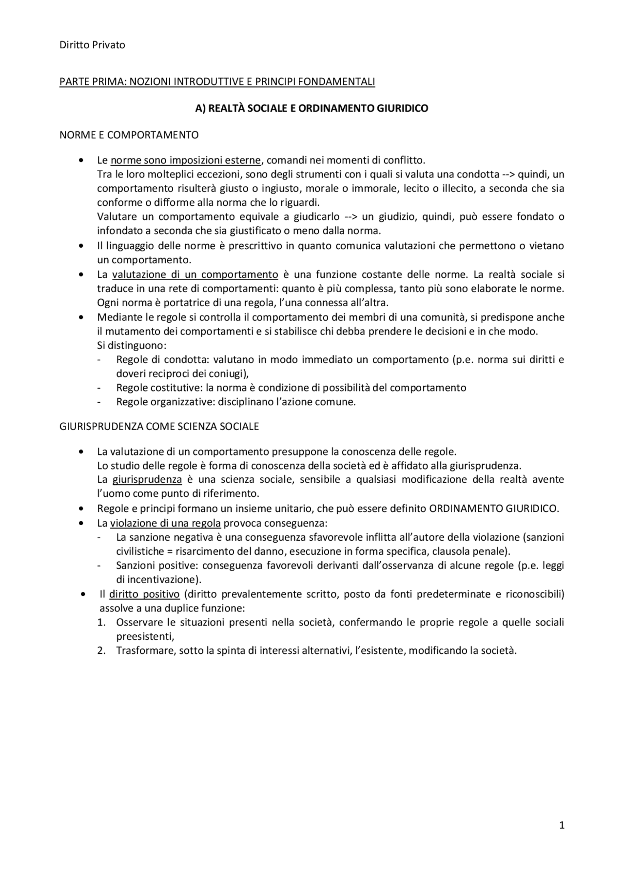 L'ordinamento giuridico Appunti di Istituzioni di Diritto Privato