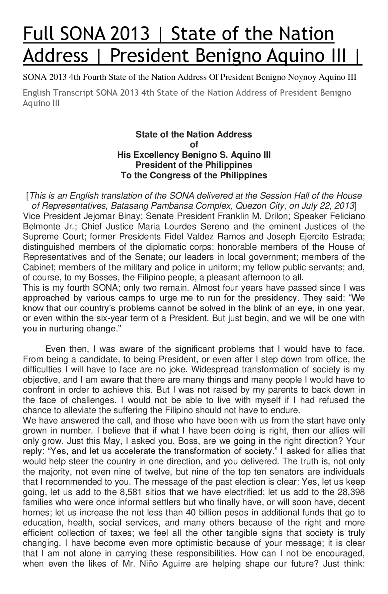 Sona Letters Example Sona of the president | Study notes Law | Docsity