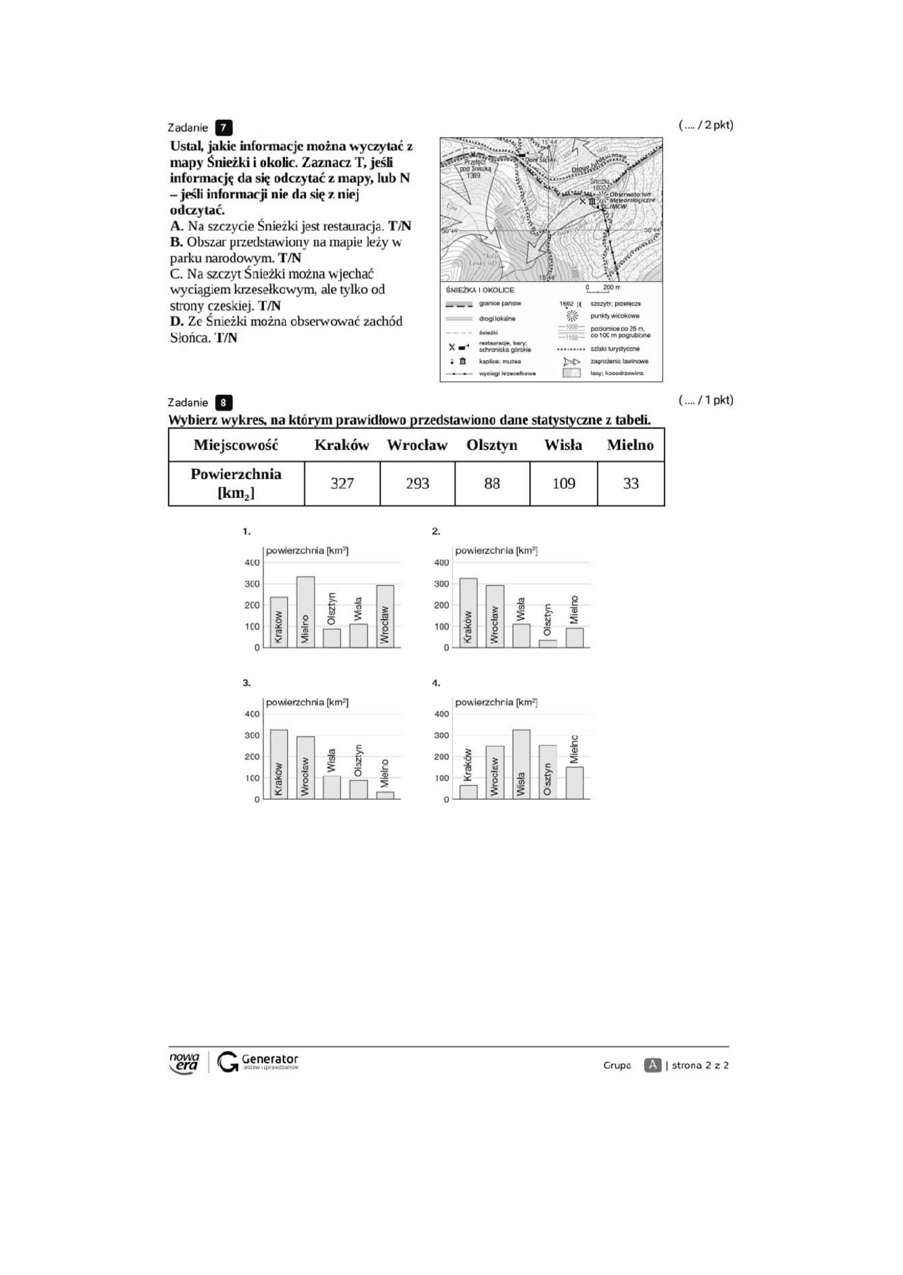 Obraz Ziemi Grupa B Test | Matury próbne Geografia | Docsity