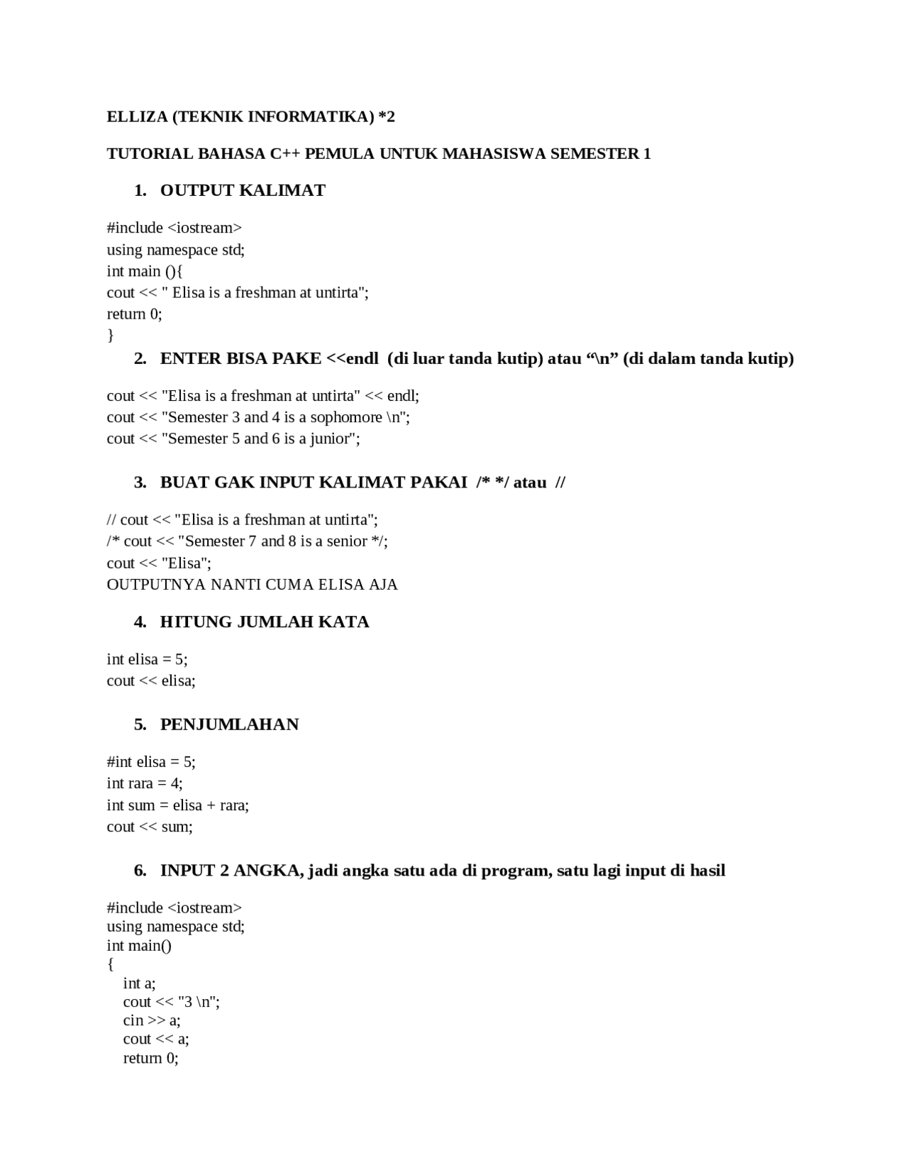 TUTORIAL PROGRAMMING WITH C++ LANGUAGE FOR FRESHMAN EASY | Assignments ...