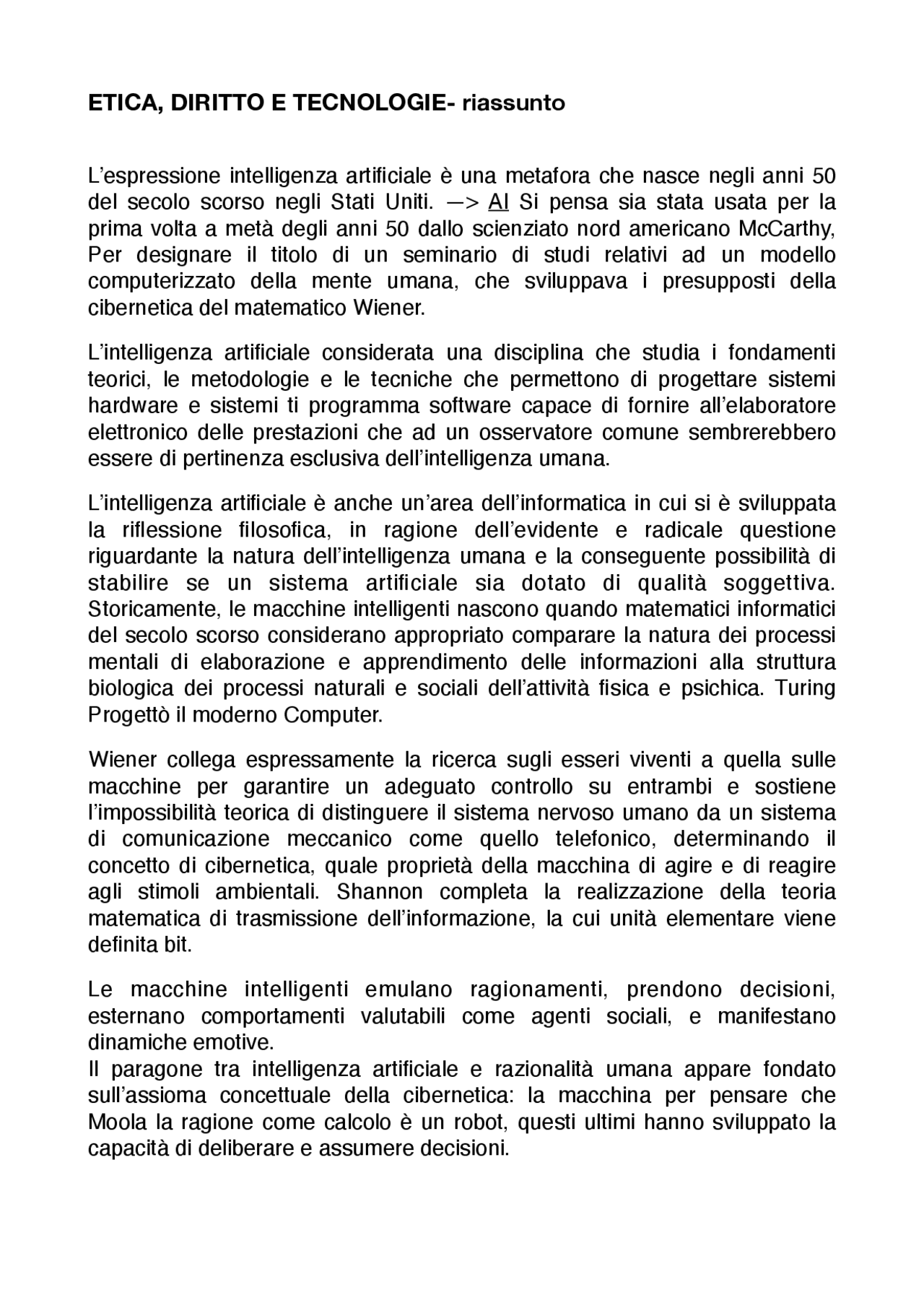 Riassunto etica, diritto e tecnologie | Sintesi del corso di ...
