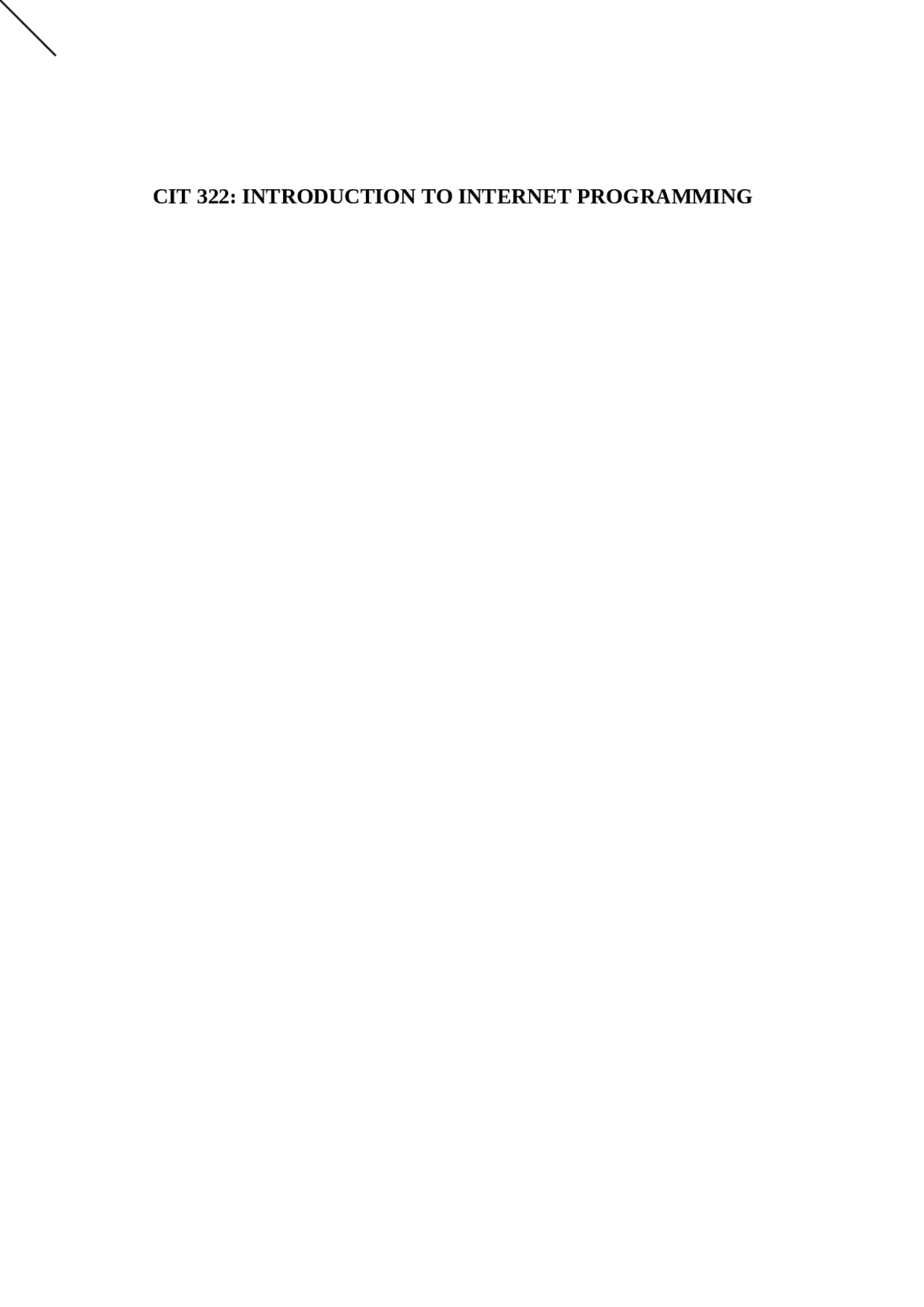 INTRODUCTION TO INTERNET PROGRAMMING | Study notes Computer Science ...