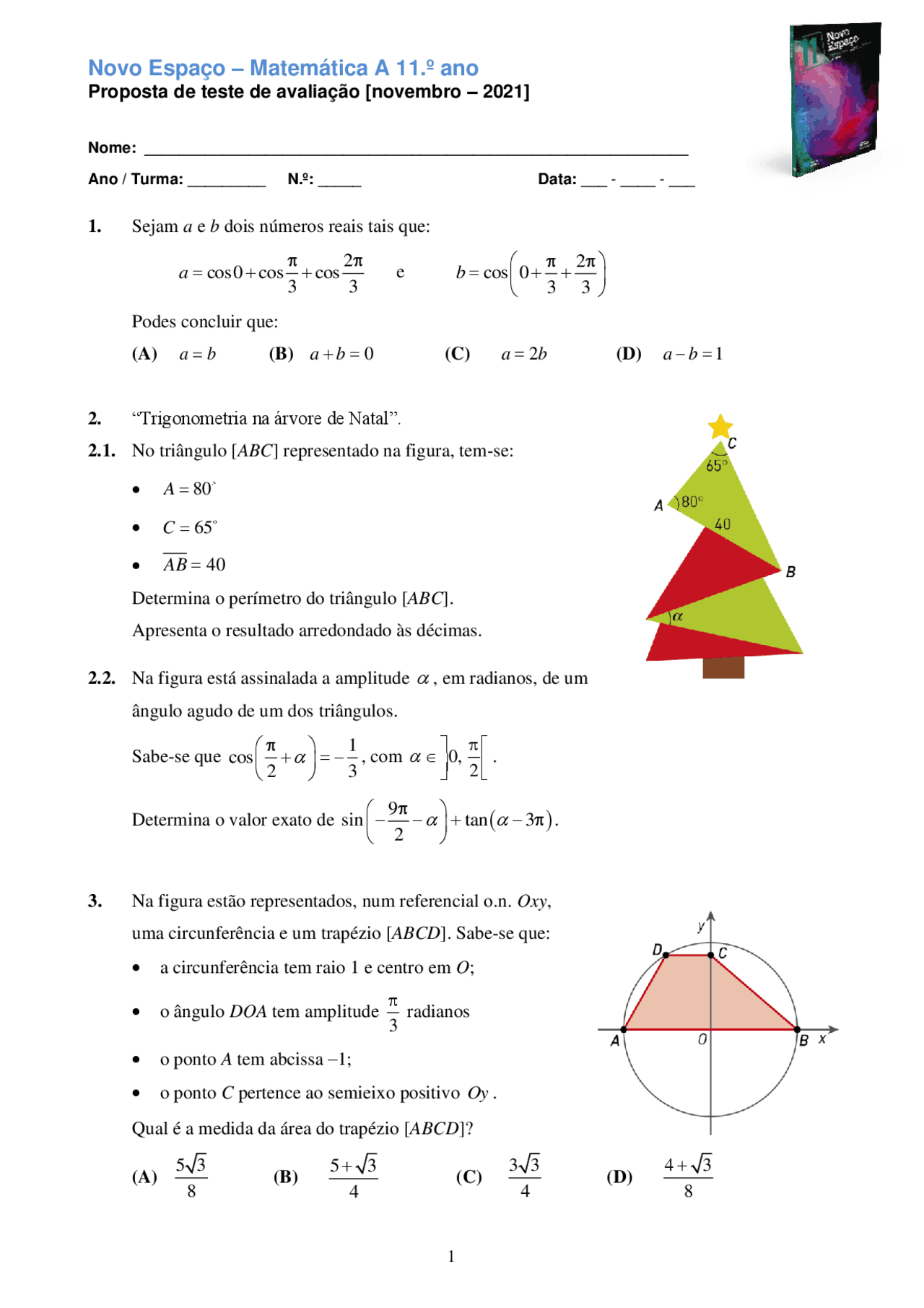 Novo Espaço – Matemática A 11.º ano | Notas de estudo Matemática | Docsity