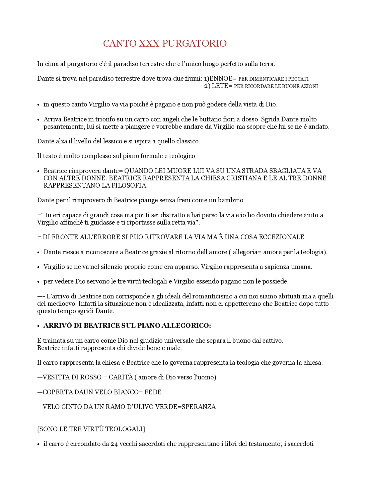 Canto 30 purgatorio con spiegazione Appunti di Italiano Docsity