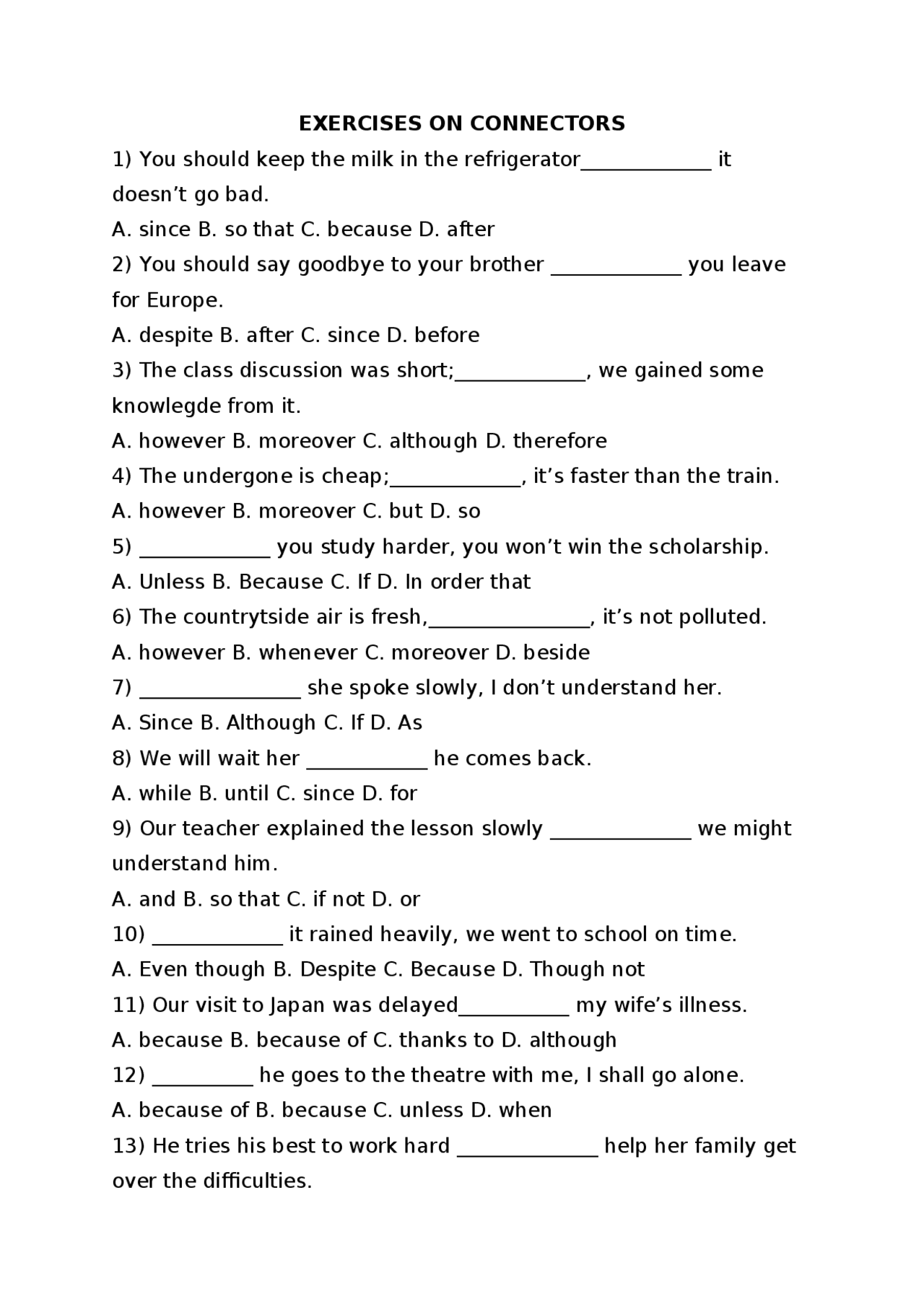 Connectors Exercises Wordwall at Carly Decosta blog