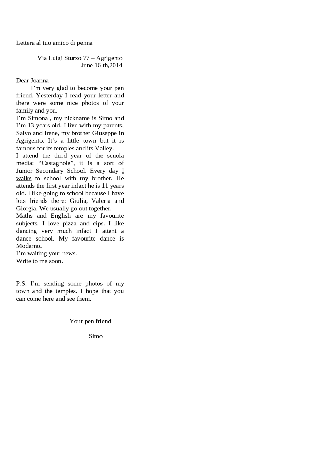 Lettera in inglese con traduzione al tuo amico di penna Appunti di Inglese Docsity Lettera in inglese con traduzione al tuo amico di penna Appunti di Inglese Docsity