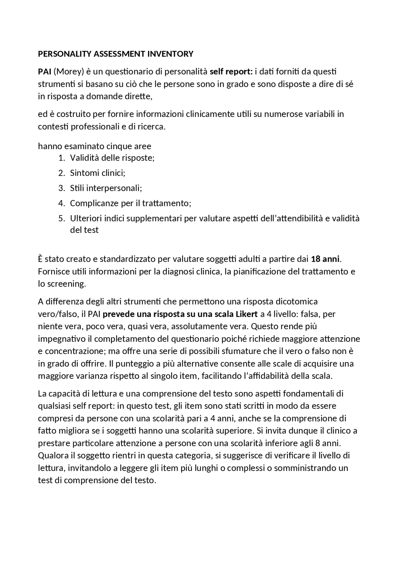 PAI - PERSONALITY ASSESSMENT INVENTORY | Appunti di Psicodiagnostica ...
